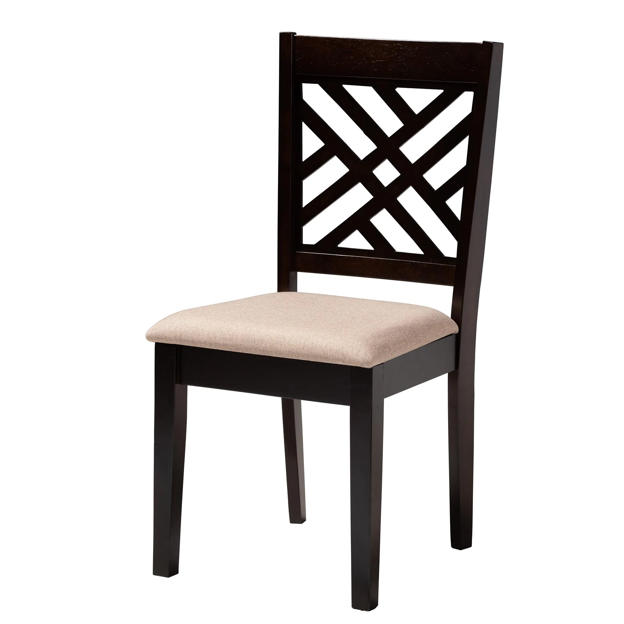 Baxton Studio Gustavo Modern Sand Fabric and Walnut Brown Finished Wood 6-Piece Dining Set - Image 3