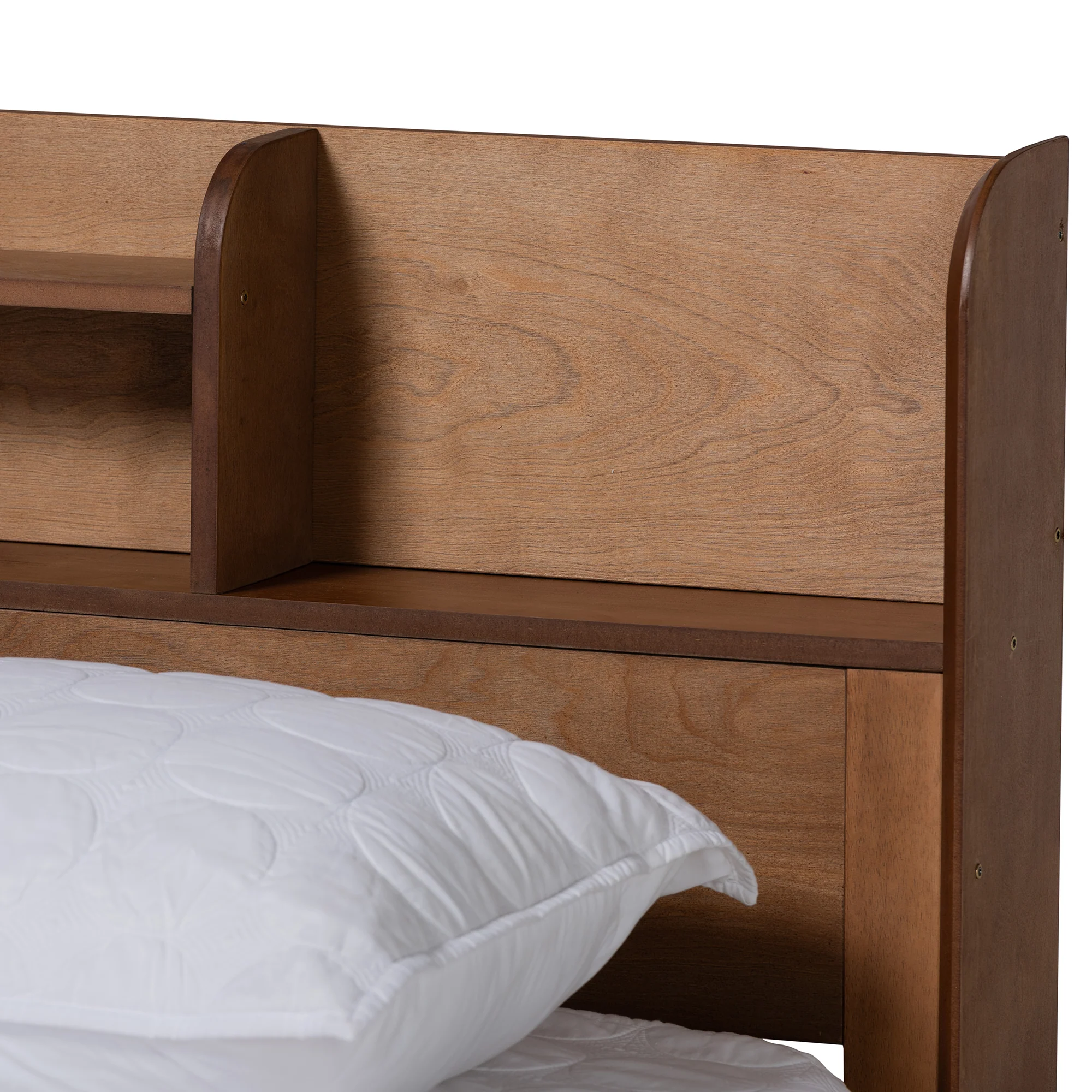 Baxton Studio Harper Mid-Century Modern Transitional Walnut Brown Finished Wood Queen Size Platform Bed with Charging Station - Image 5
