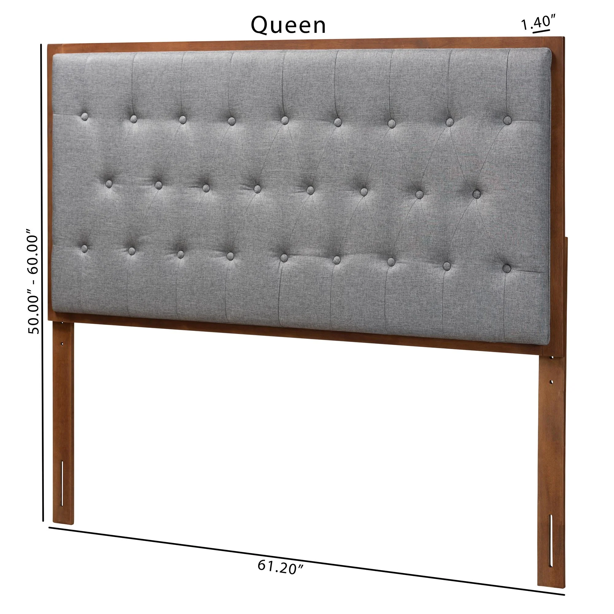 Baxton Studio Harumi Classic and Traditional Grey Fabric and Walnut Brown Finished Wood King size Headboard - Image 9