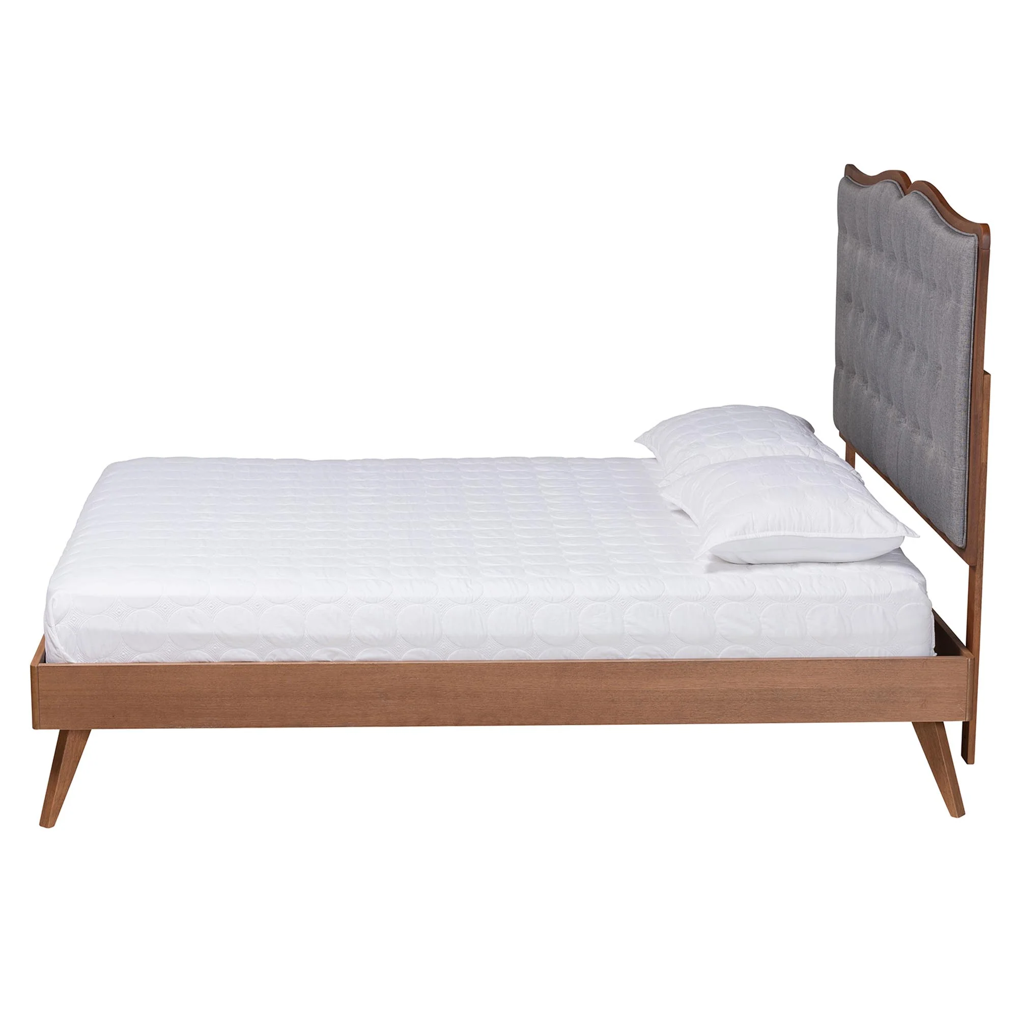 Baxton Studio Hawthorn Classic and Traditional Grey Fabric and Walnut Brown Finished Wood King Size Platform Bed - Image 3