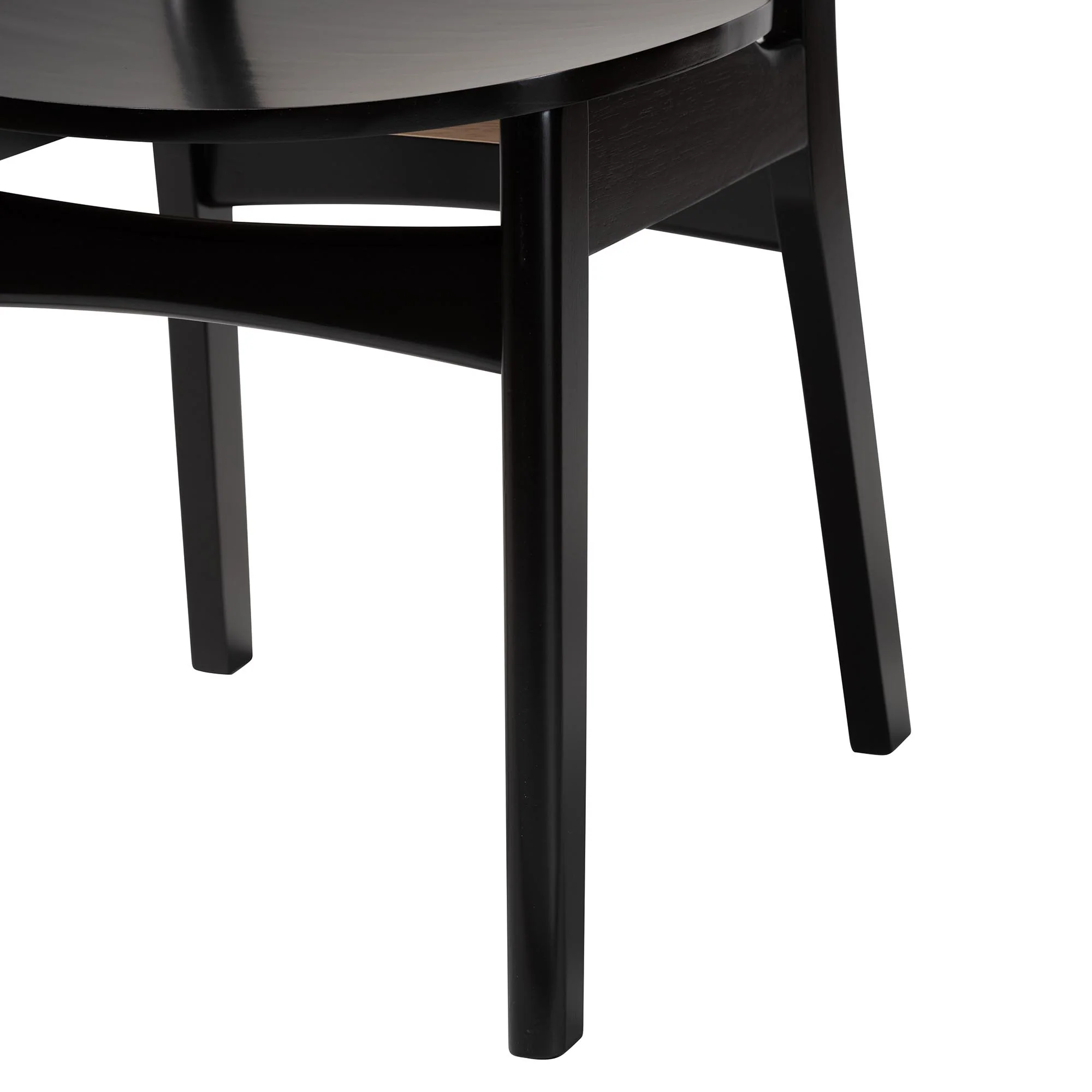 Baxton Studio Hesper Mid-Century Modern Dark Brown Finished Wood and Rattan 2-Piece Dining Chair Set - Image 8