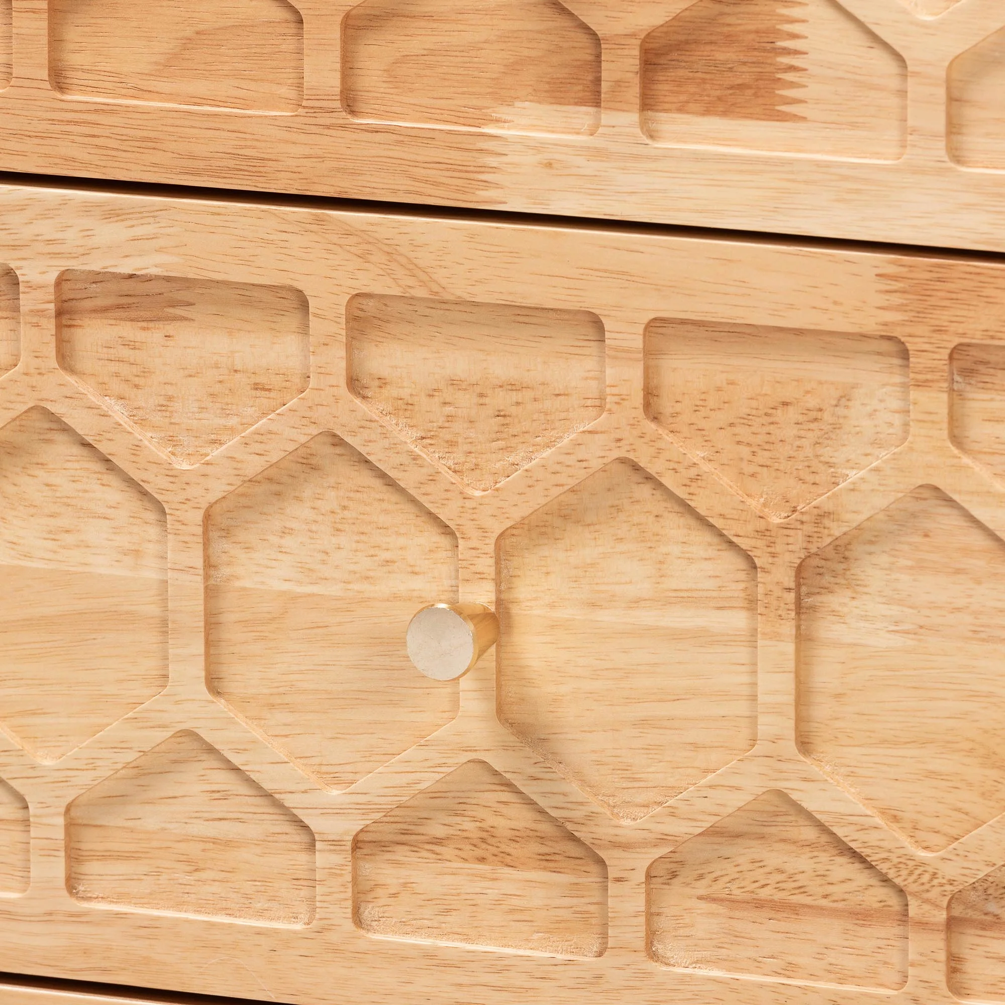 Baxton Studio Hosea Japandi Carved Honeycomb Natural Queen Size 5-Piece Bedroom Set - Image 12