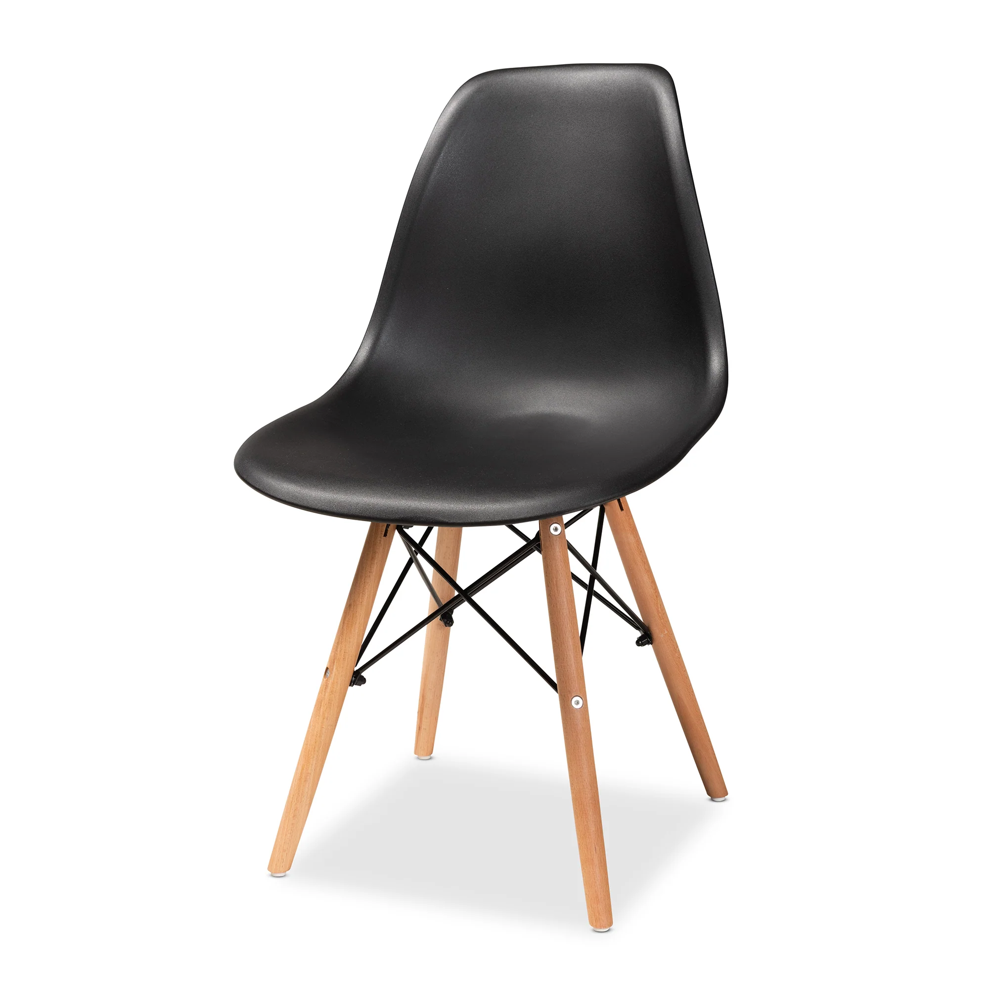 Baxton Studio Jaspen Modern and Contemporary Black Finished Polypropylene Plastic and Oak Brown Finished Wood 4-Piece Dining Chair Set - Image 3