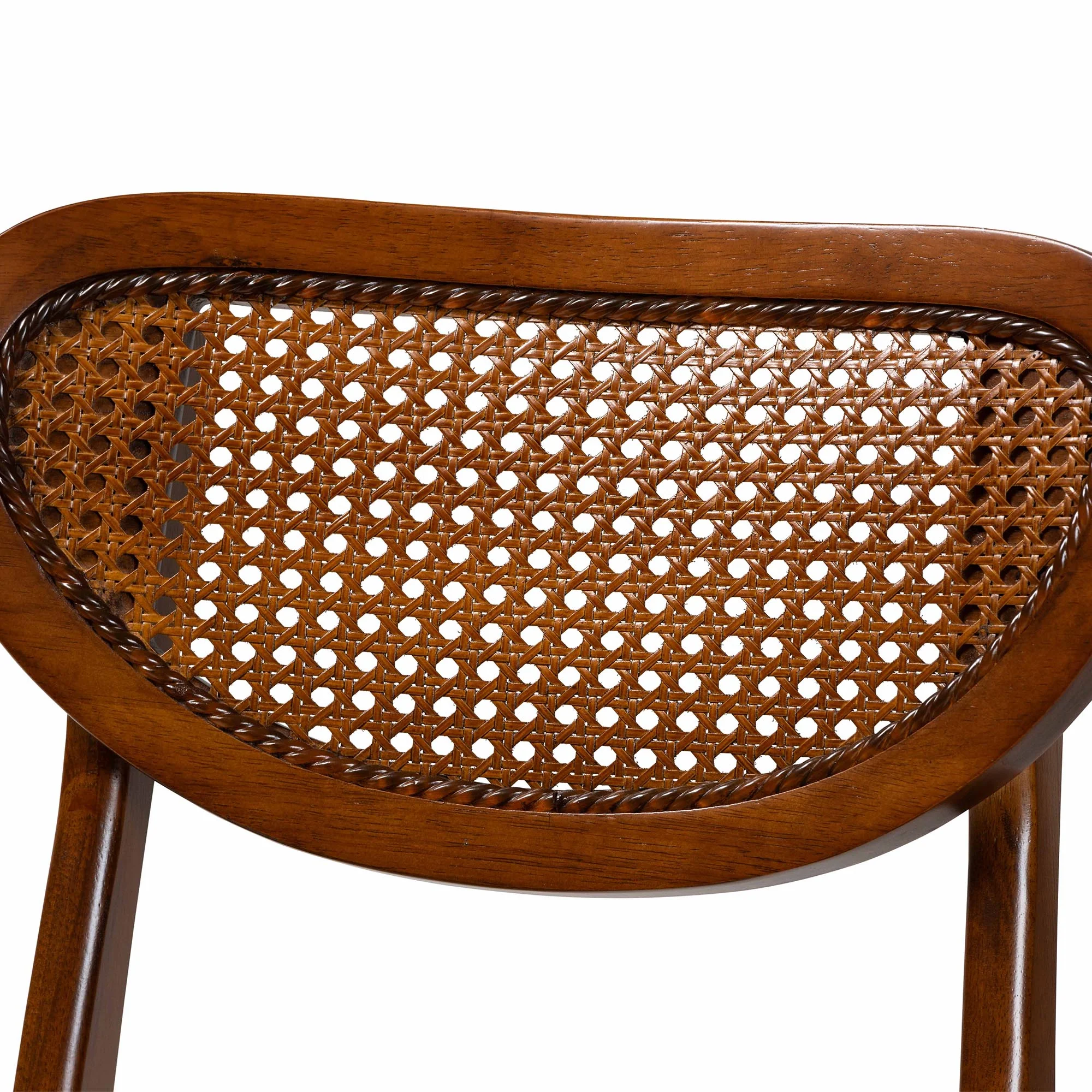 Baxton Studio Jeriah Mid-Century Modern Walnut Brown Finished Wood and Woven Rattan 5-Piece Dining Set - Image 6