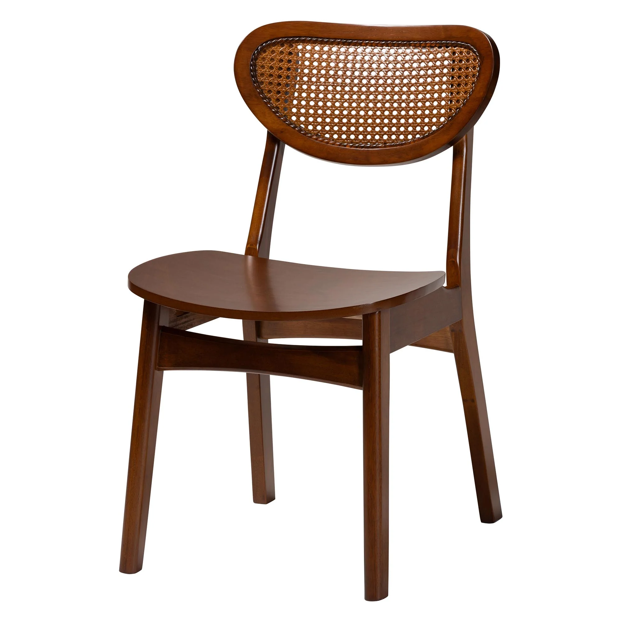 Baxton Studio Jeriah Mid-Century Modern Walnut Brown Finished Wood and Woven Rattan 7-Piece Dining Set - Image 3
