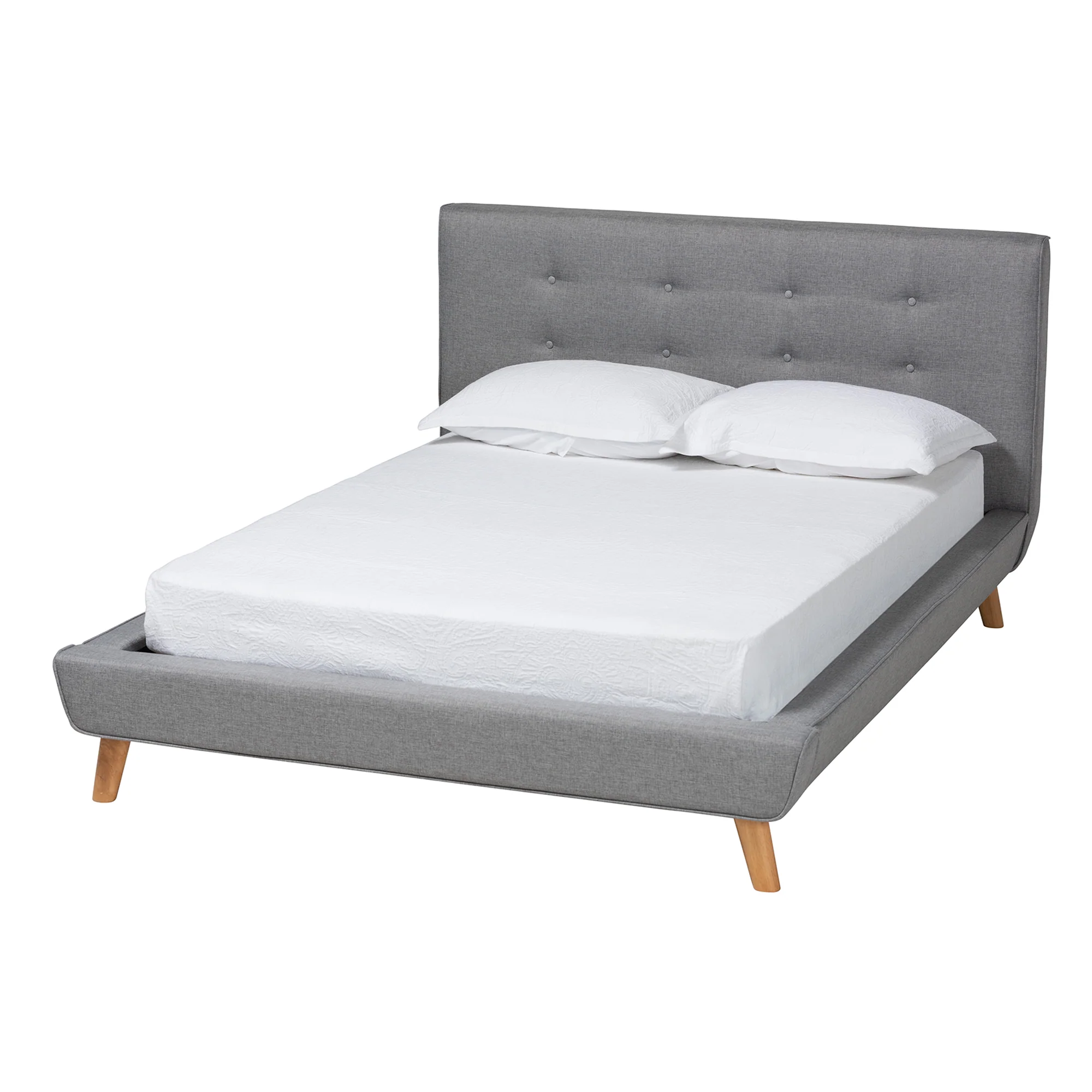 Baxton Studio Jonesy Mid-Century Modern Transitional Grey Fabric Upholstered Full Size 3-Piece Bedroom Set - Image 4