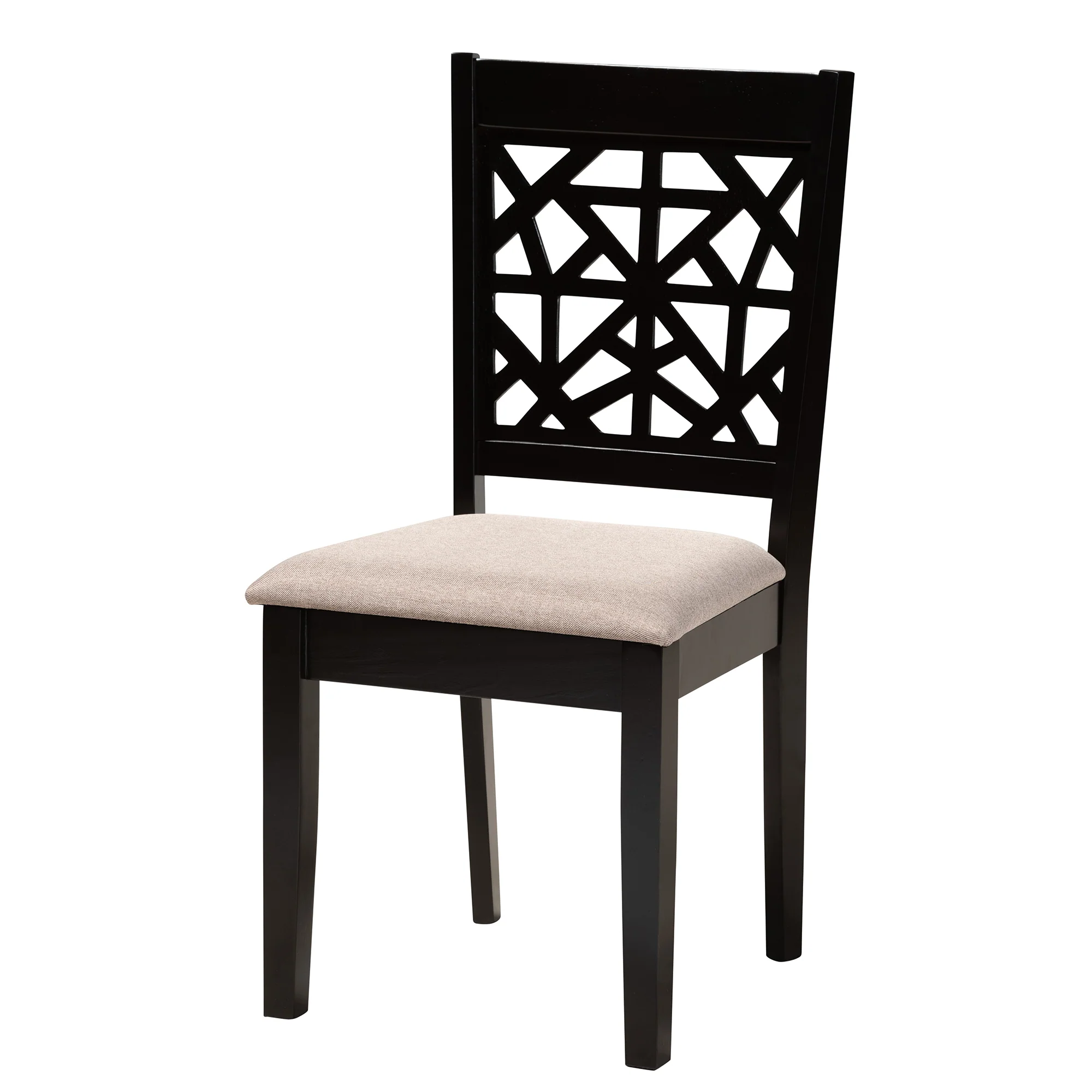 Baxton Studio Karel Modern Beige Fabric and Espresso Brown Finished Wood 5-Piece Dining Set - Image 3