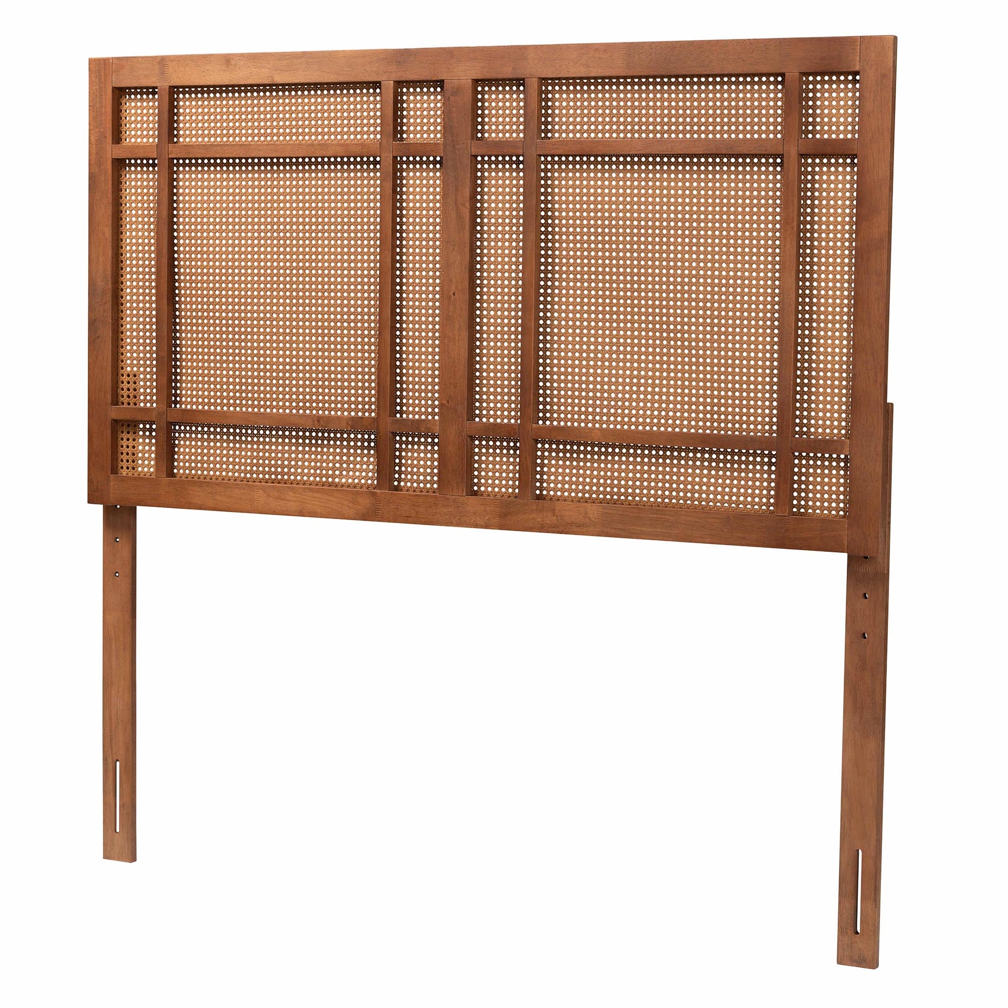 Baxton Studio Katrice Mid-Century Modern Ash Walnut Finished Wood King Size Headboard with Rattan - Image 2