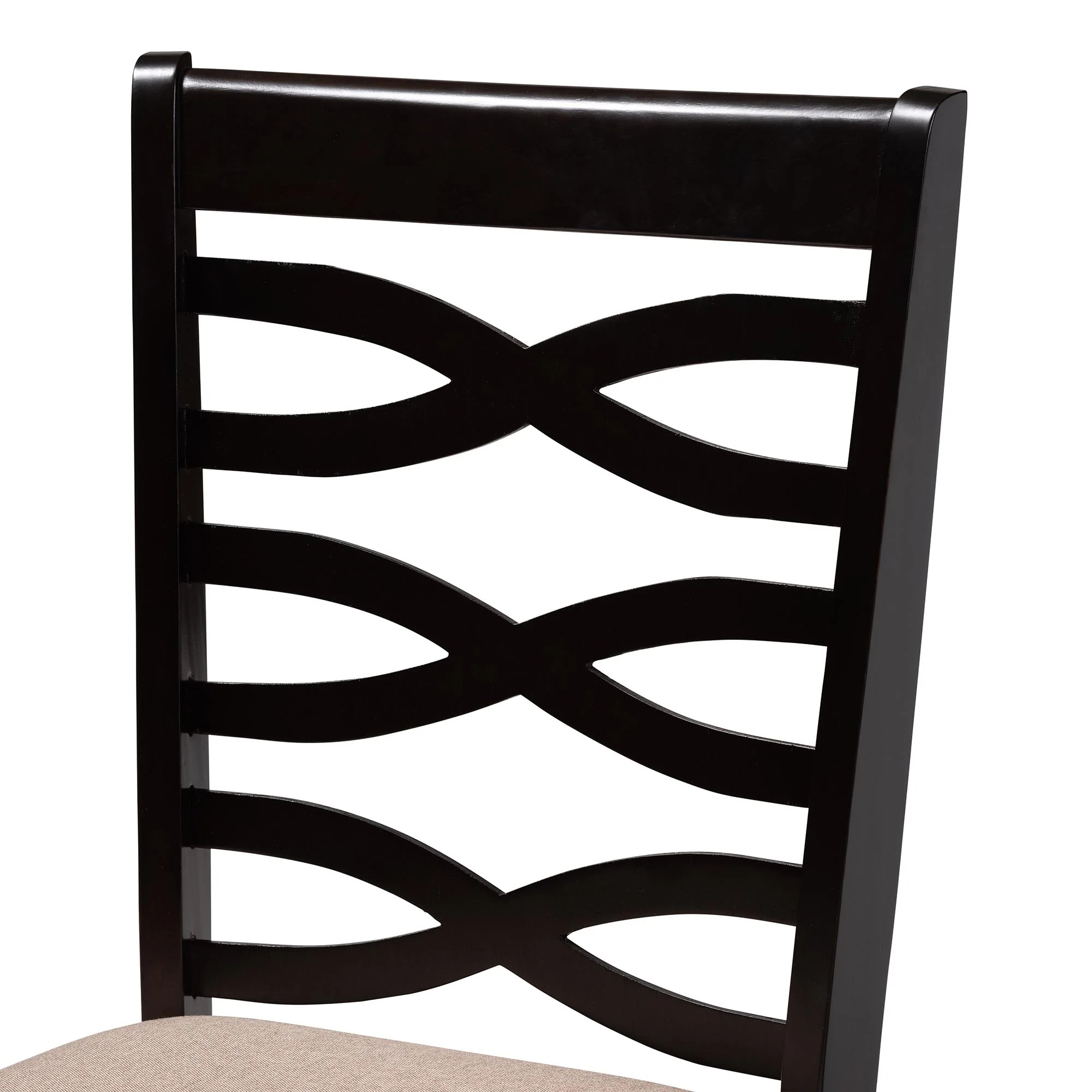 Baxton Studio Leda Modern Sand Fabric and Dark Brown Finished Wood 5-Piece Dining Set - Image 8