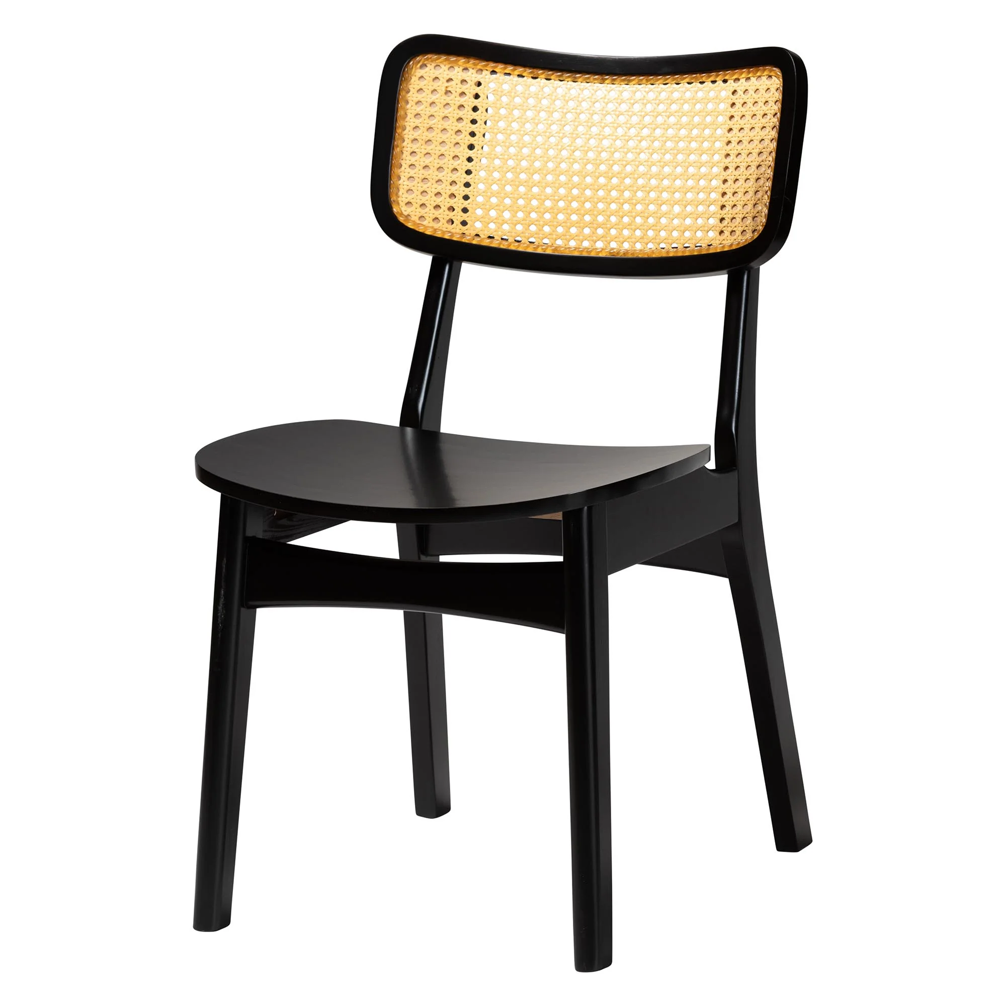 Baxton Studio Linnet Mid-Century Modern Dark Brown Finished Wood and Rattan 5-Piece Dining Set - Image 3