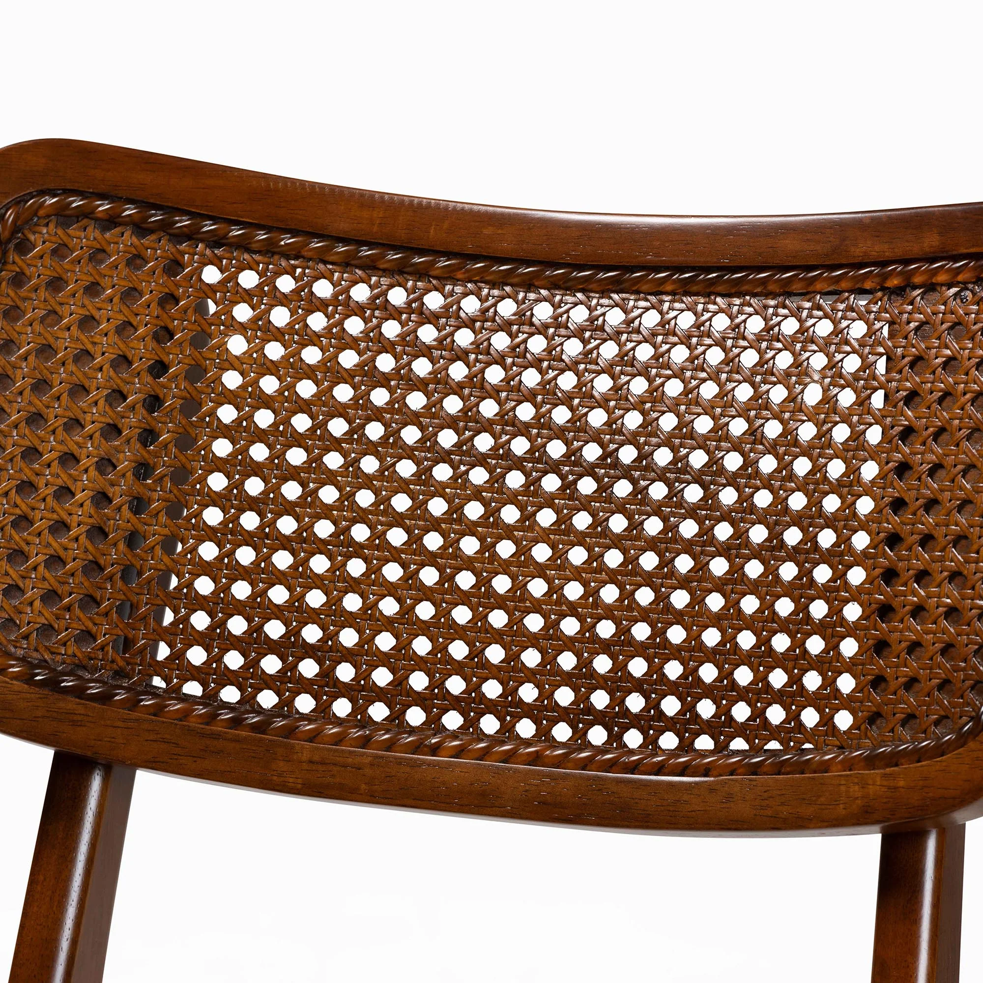 Baxton Studio Linnet Mid-Century Modern Walnut Brown Finished Wood and Rattan 7-Piece Dining Set - Image 8