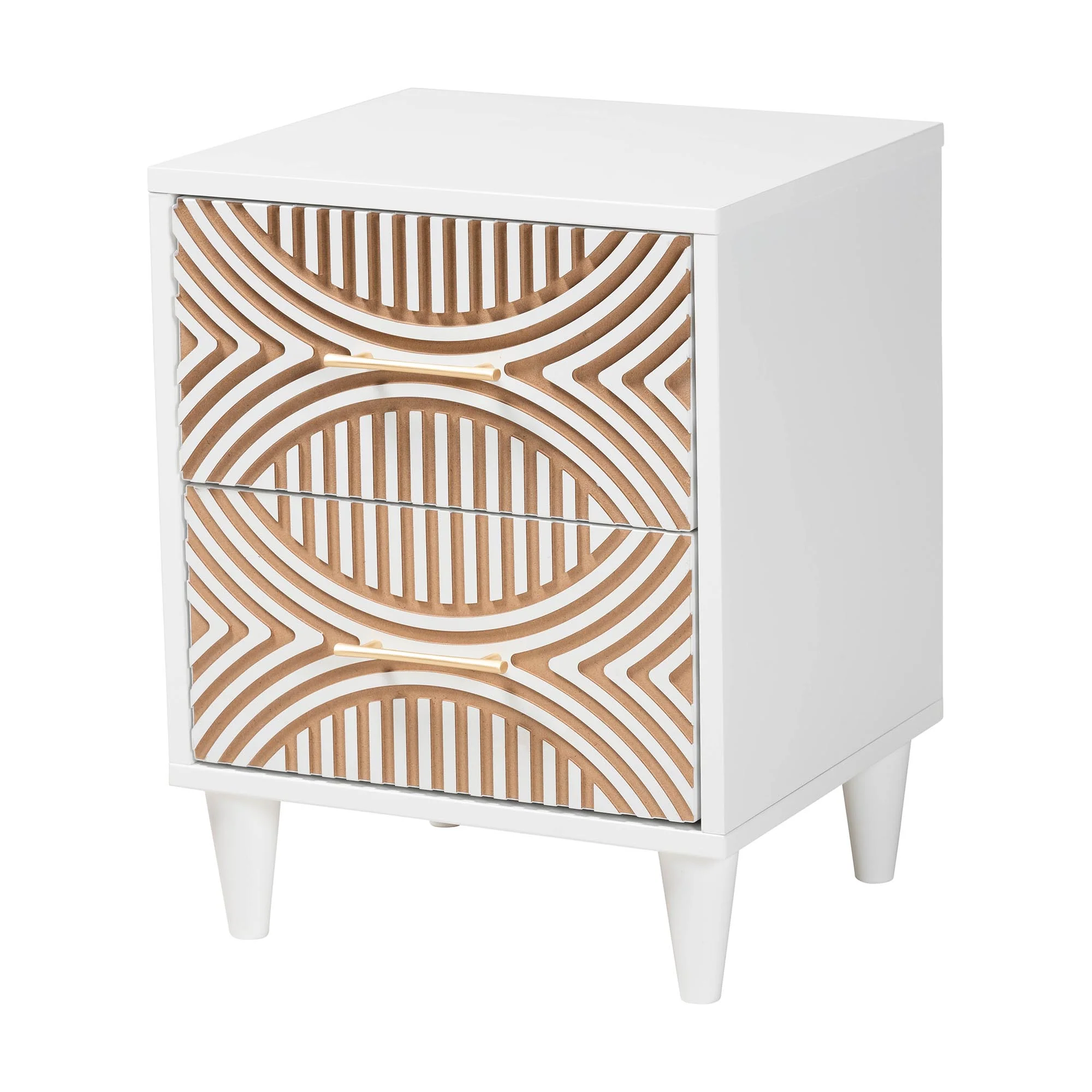 Baxton Studio Louetta Coastal White Caved Contrasting Queen Size 3-Piece Bedroom Set - Image 8