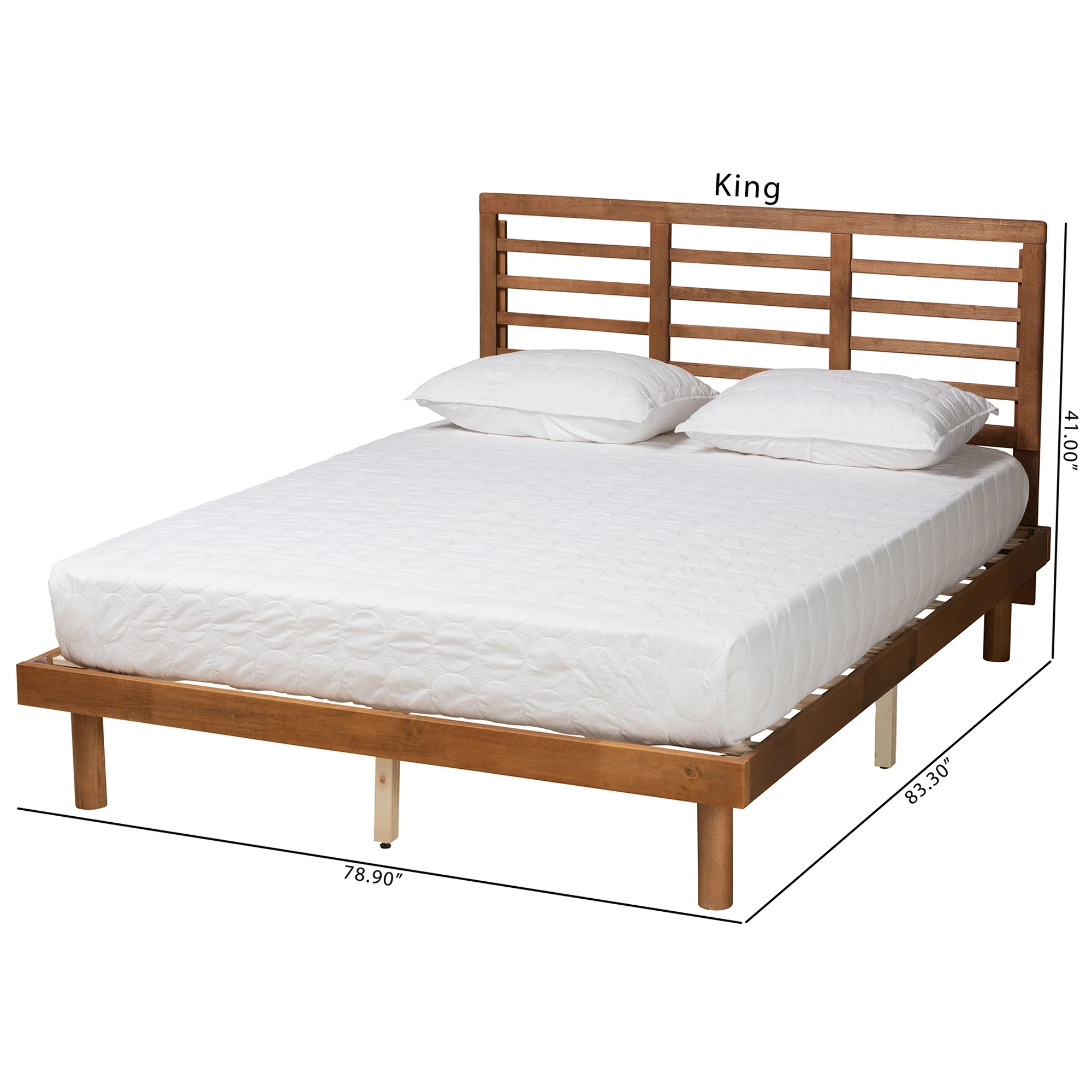 Baxton Studio Lucine Mid-Century Modern Ash Walnut Finished Wood Full Size Platform Bed - Image 9