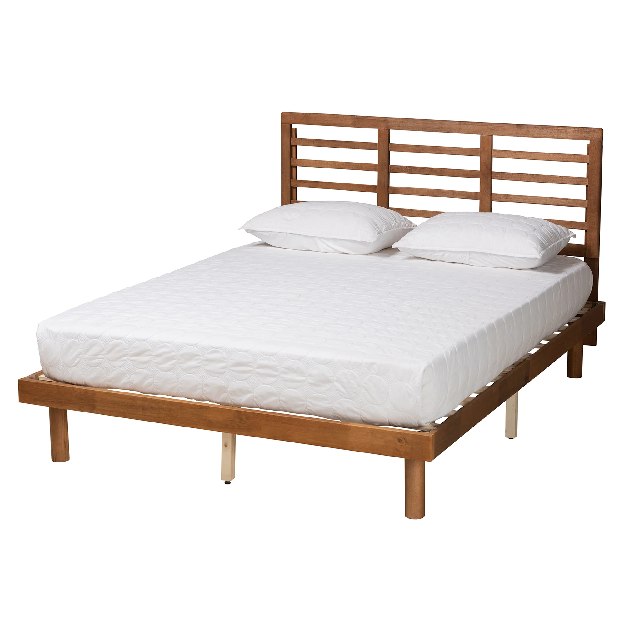Baxton Studio Lucine Mid-Century Modern Ash Walnut Finished Wood Queen Size Platform Bed - Image 2