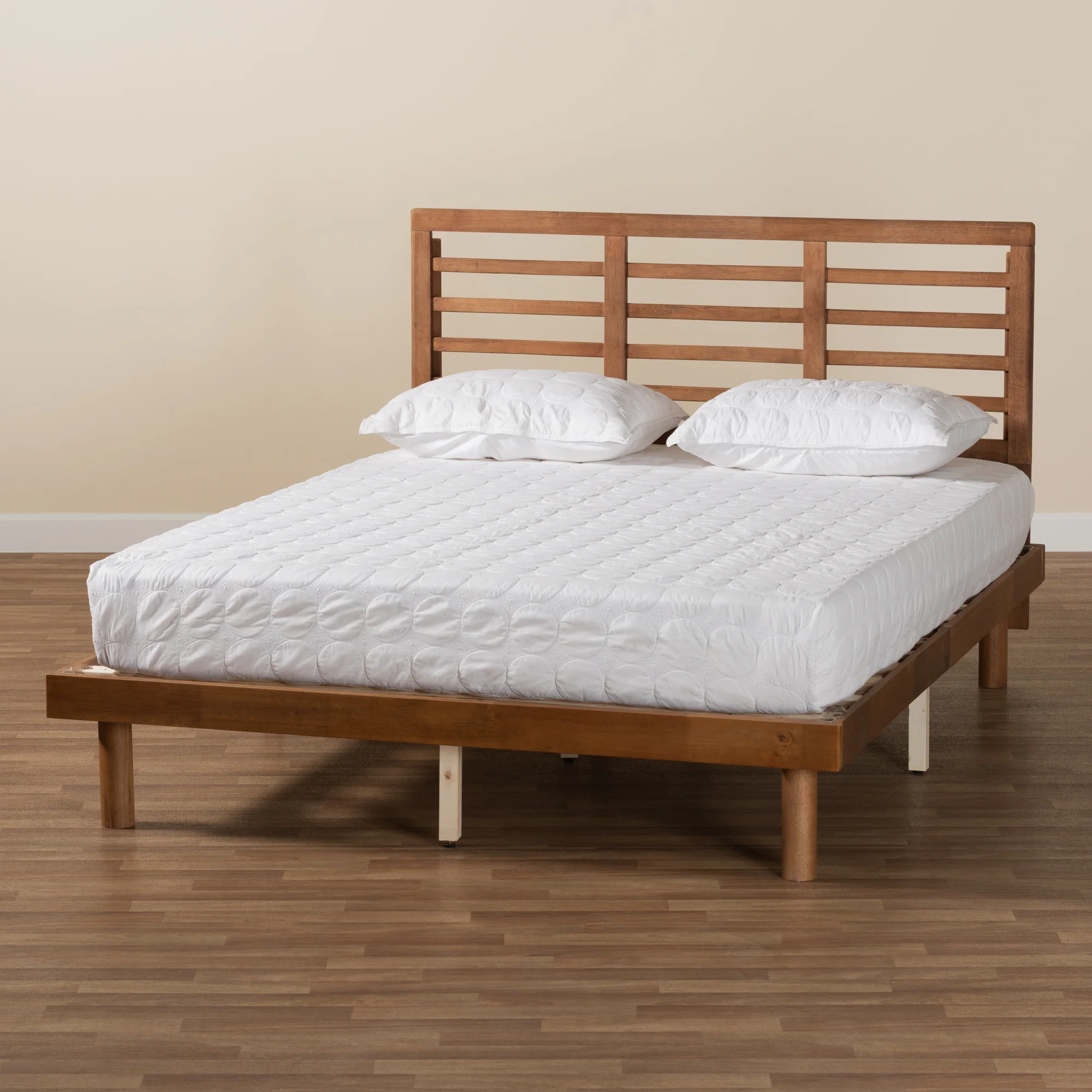 Baxton Studio Lucine Mid-Century Modern Ash Walnut Finished Wood Queen Size Platform Bed - Image 7