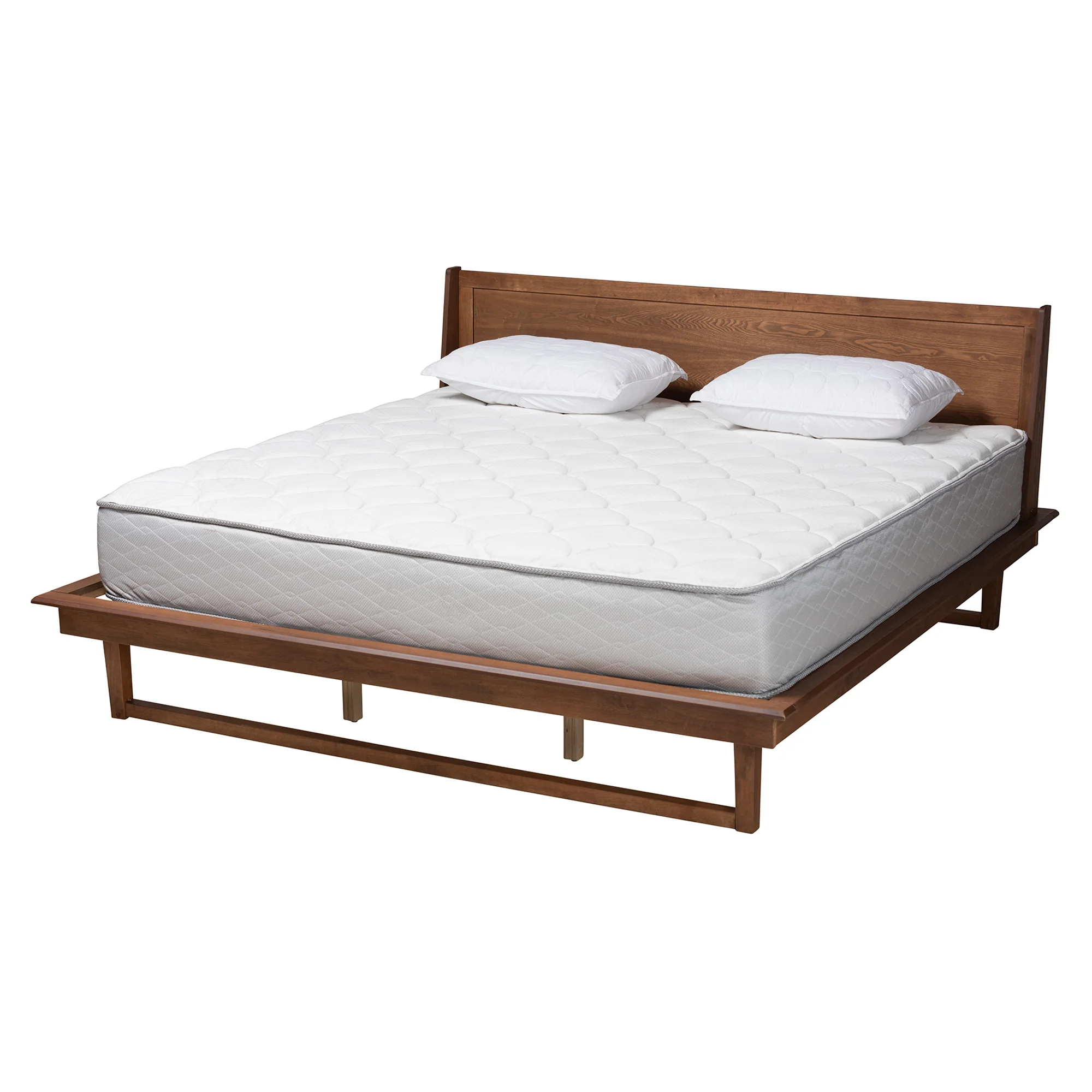 Baxton Studio Macayle Mid-Century Modern Ash Walnut Finished Wood Queen Size Platform Bed - Image 2