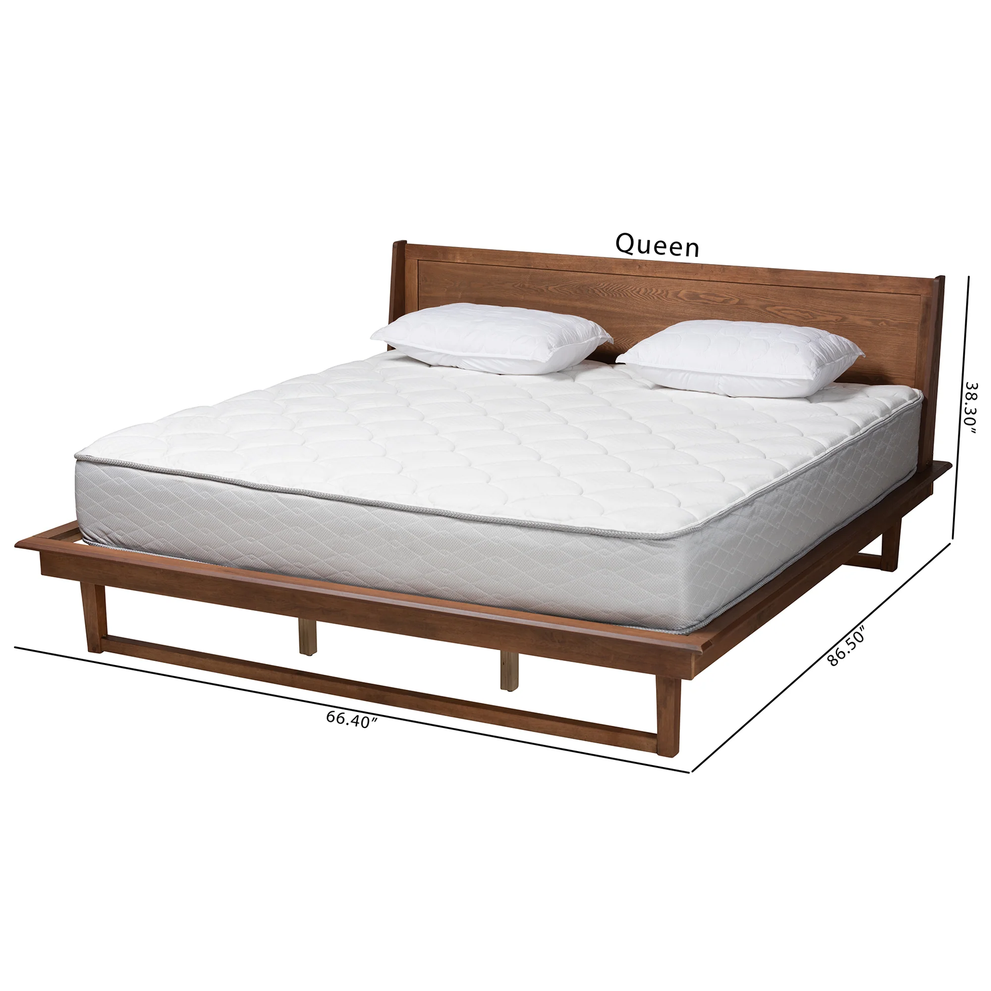 Baxton Studio Macayle Mid-Century Modern Ash Walnut Finished Wood Queen Size Platform Bed - Image 8