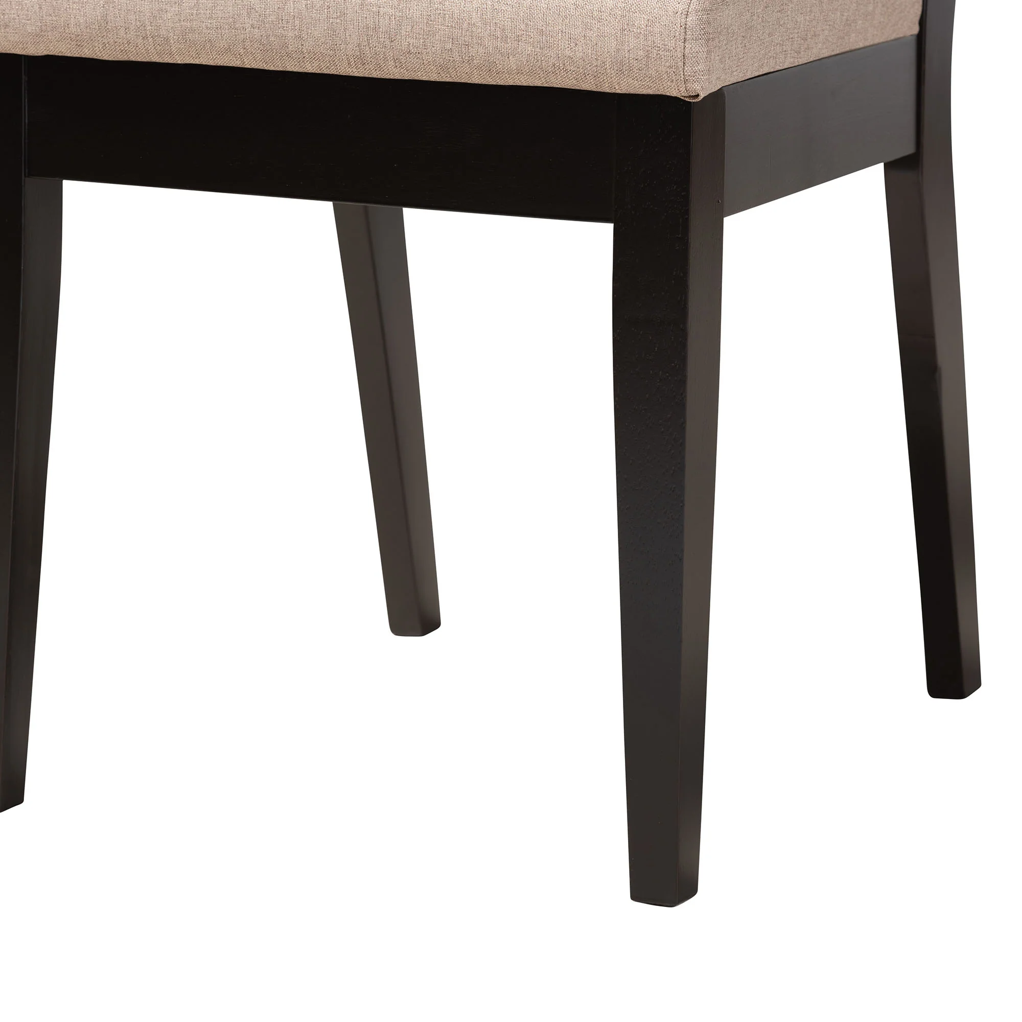 Baxton Studio Mana Modern Sand Fabric and Dark Brown Finished Wood 5-Piece Dining Set - Image 7