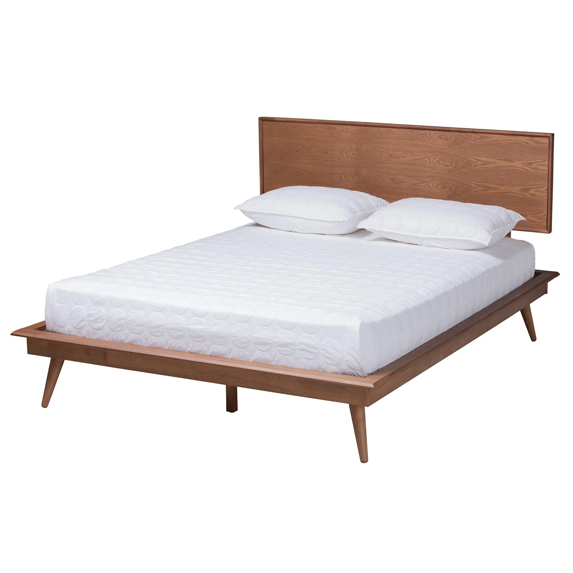Baxton Studio Melora Mid-Century Modern Walnut Brown Finished Wood and Rattan Full Size 5-Piece Bedroom Set - Image 4