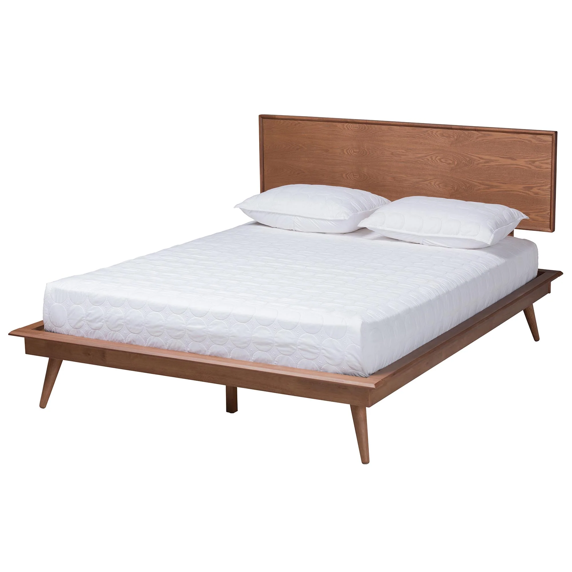 Baxton Studio Melora Mid-Century Modern Walnut Brown Finished Wood and Rattan Queen Size 3-Piece Bedroom Set - Image 7
