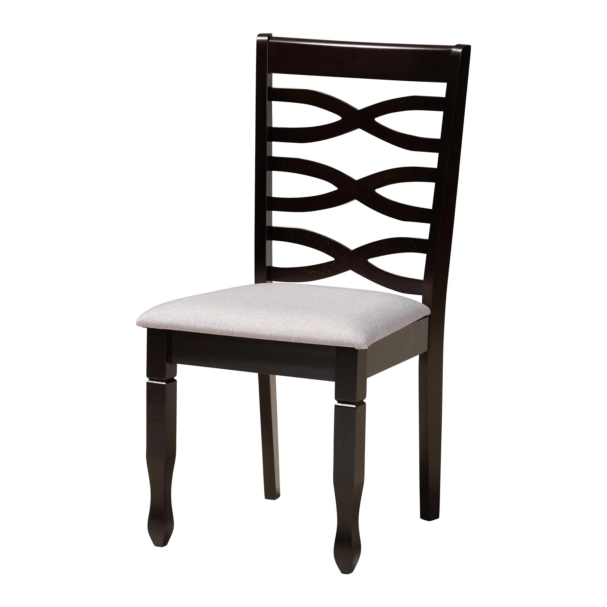 Baxton Studio Mila Modern Grey Fabric and Dark Brown Finished Wood 5-Piece Dining Set - Image 3