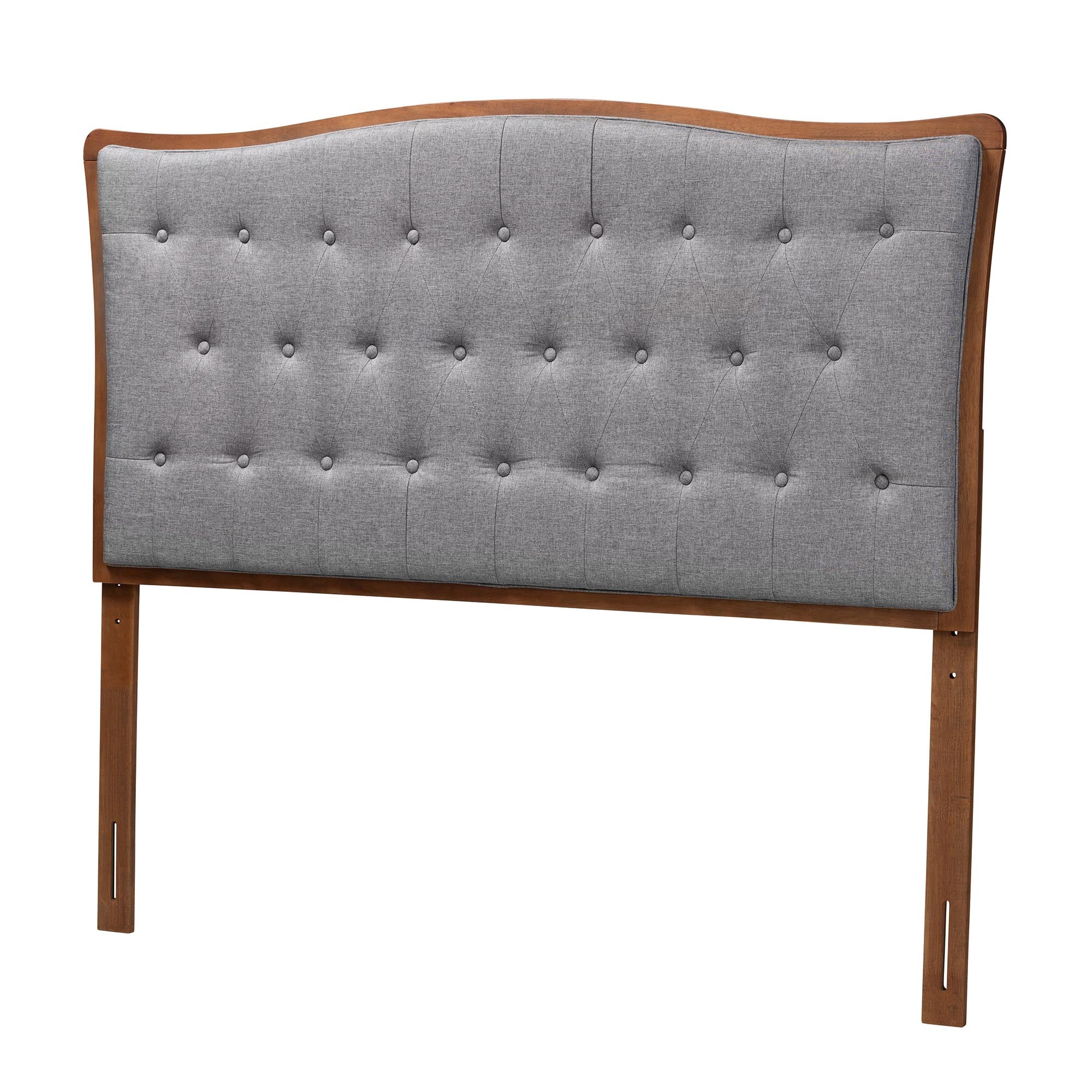 Baxton Studio Nikita Classic and Traditional Grey Fabric and Walnut Brown Finished Wood Queen Size Headboard - Image 2