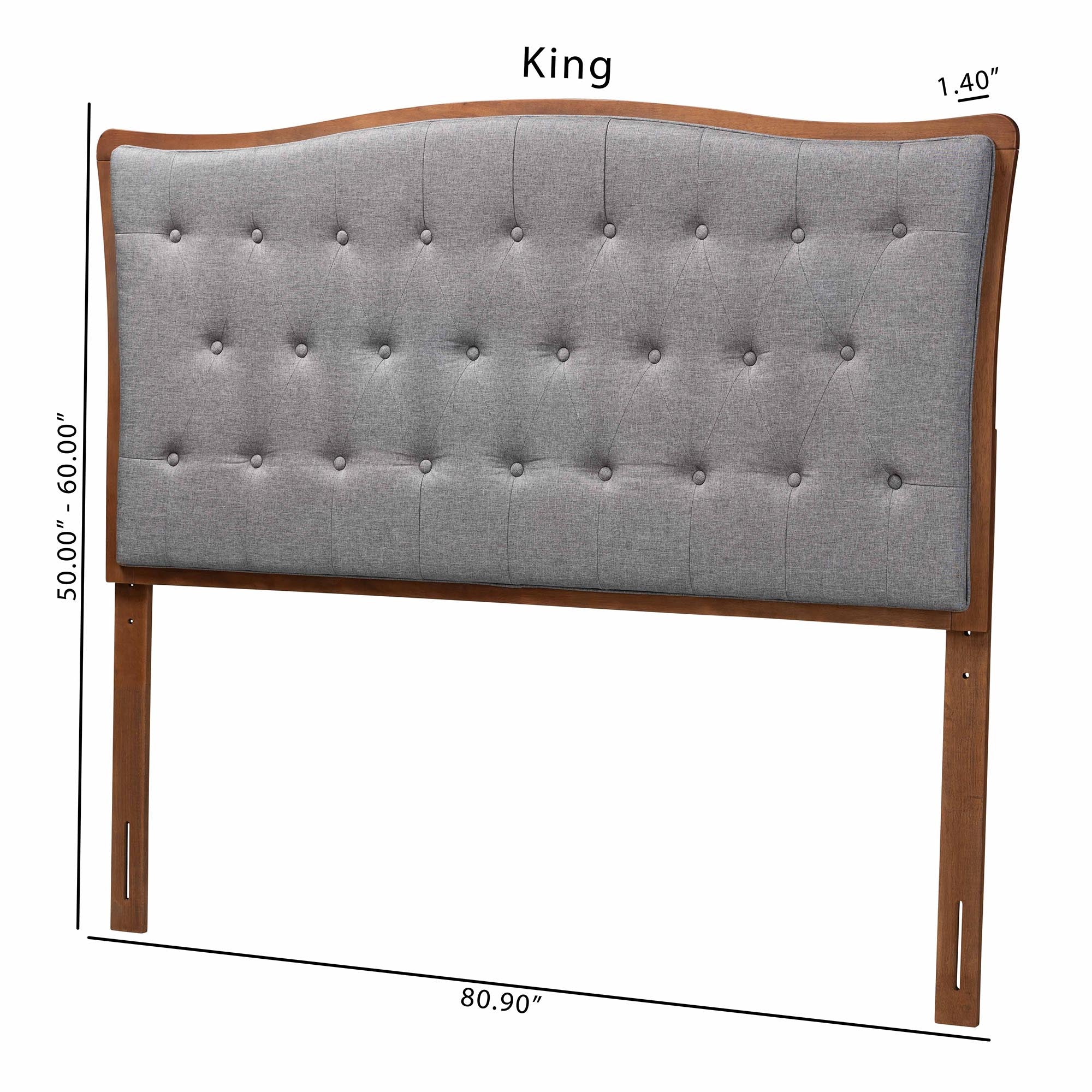 Baxton Studio Nikita Classic and Traditional Grey Fabric and Walnut Brown Finished Wood Queen Size Headboard - Image 9