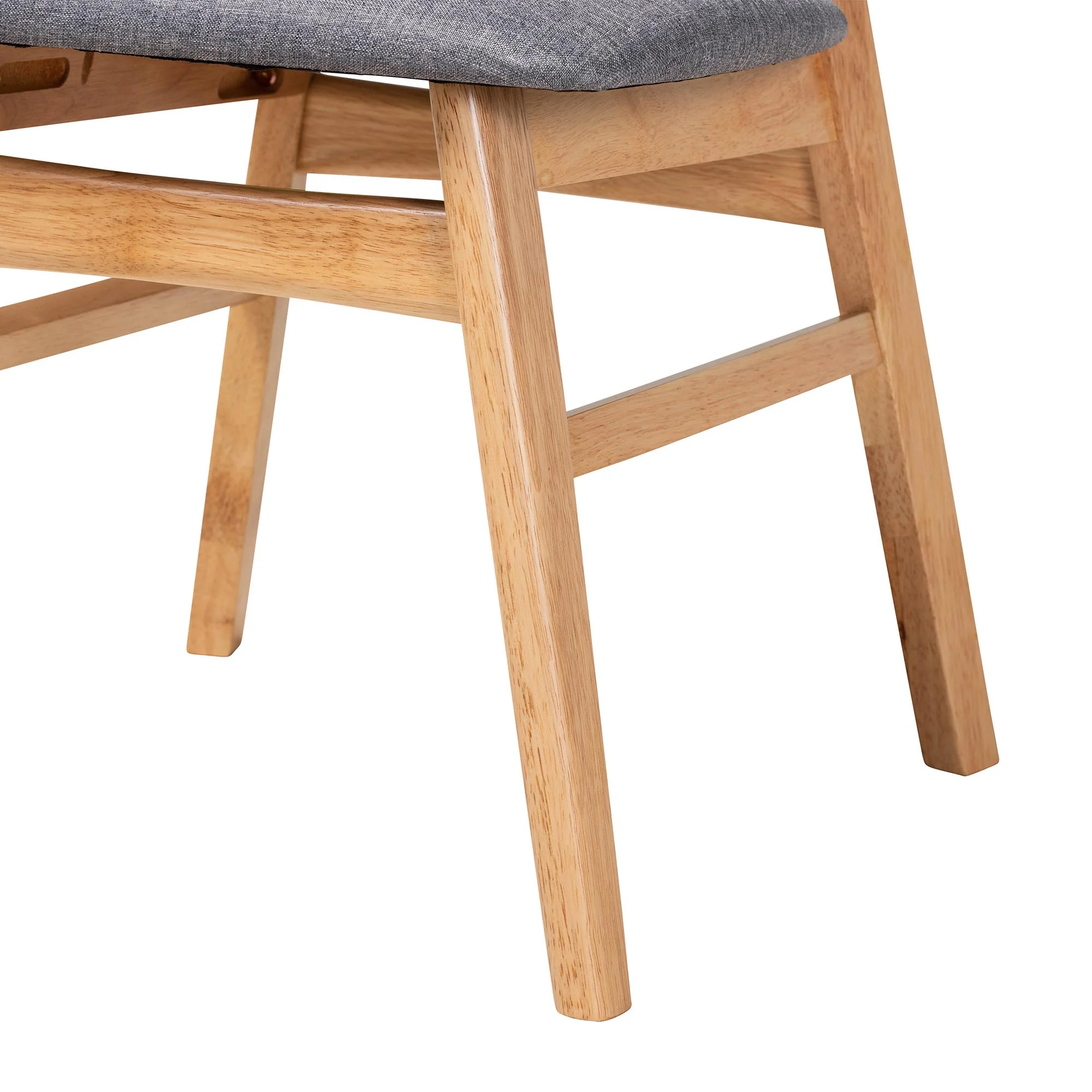 Baxton Studio Norwin Mid-Century Grey Fabric and Natural Brown Finished Wood 5-Piece Dining Set - Image 7