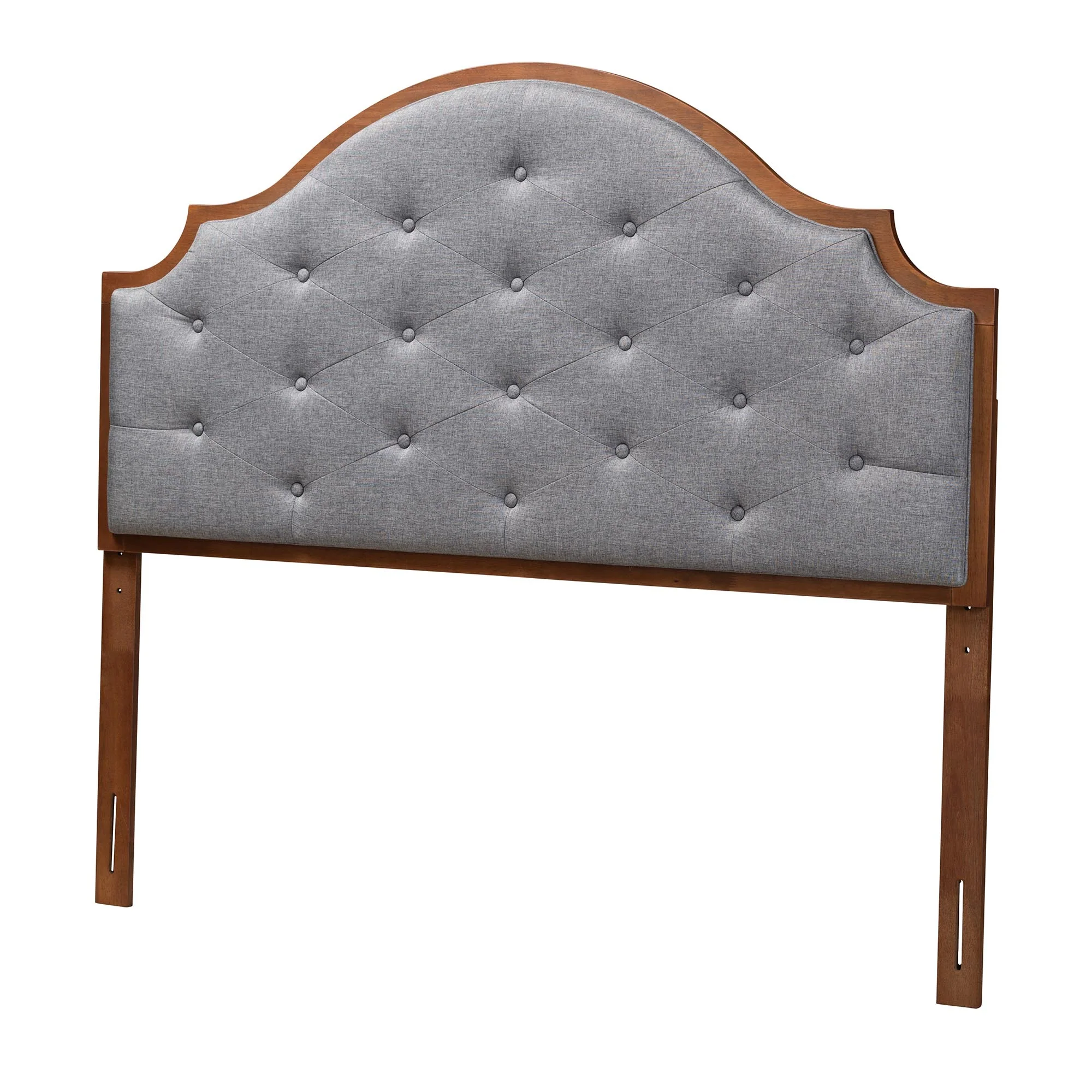 Baxton Studio Premala Classic and Traditional Grey Fabric and Walnut Brown Finished Wood King Size Headboard - Image 4