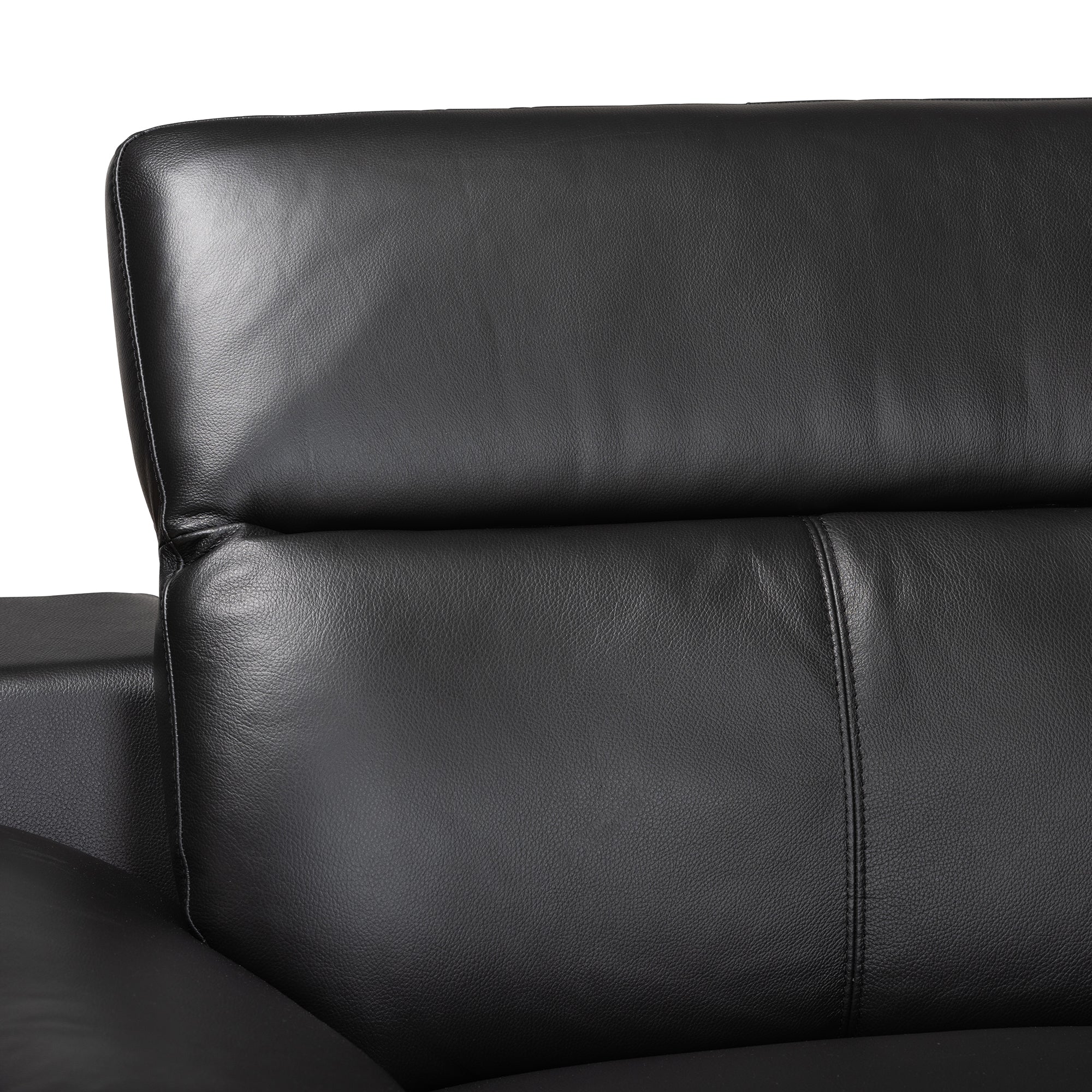 Baxton Studio Reverie Modern Black Full Leather Sectional Sofa with Right Facing Chaise - Image 5