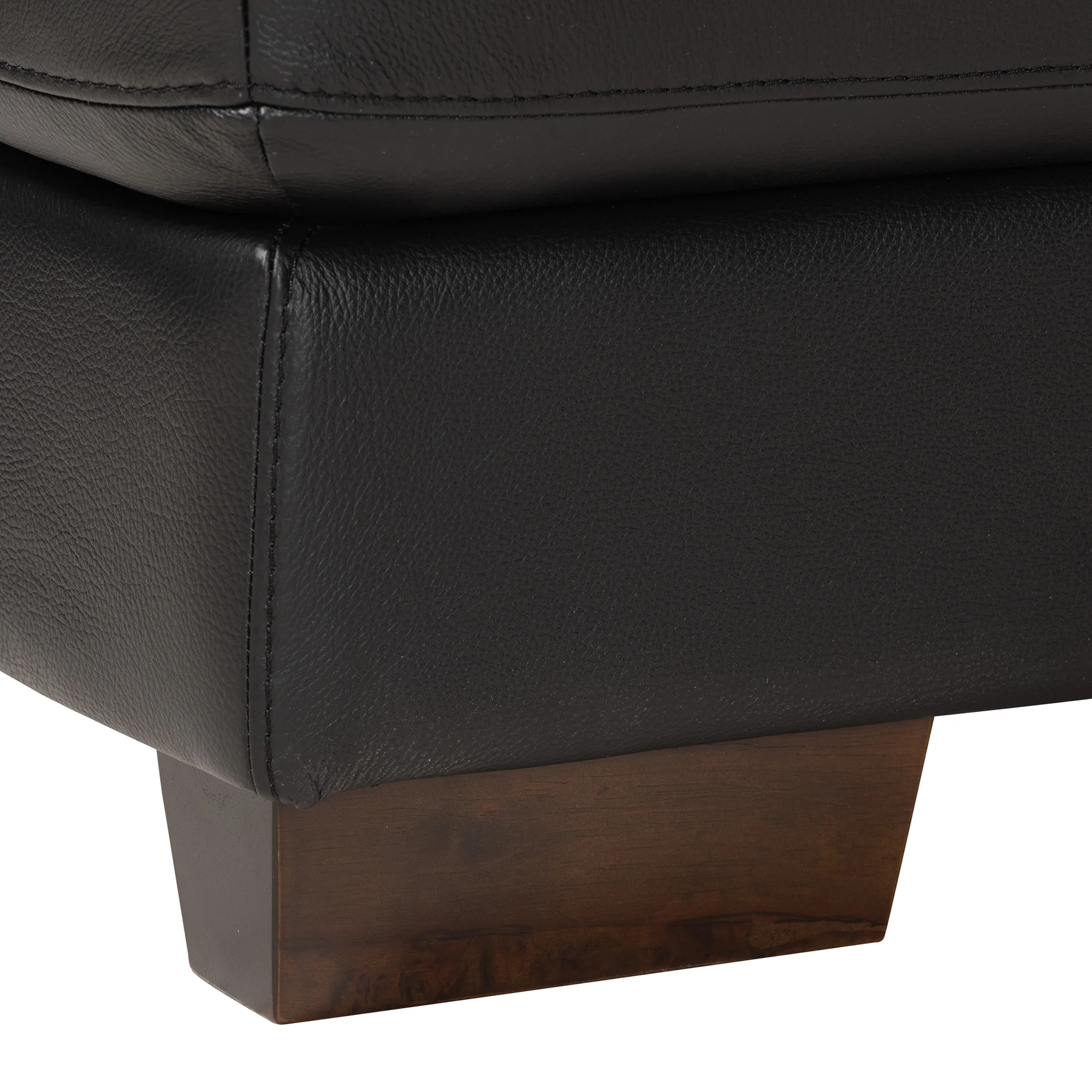 Baxton Studio Reverie Modern Black Full Leather Sectional Sofa with Right Facing Chaise - Image 6