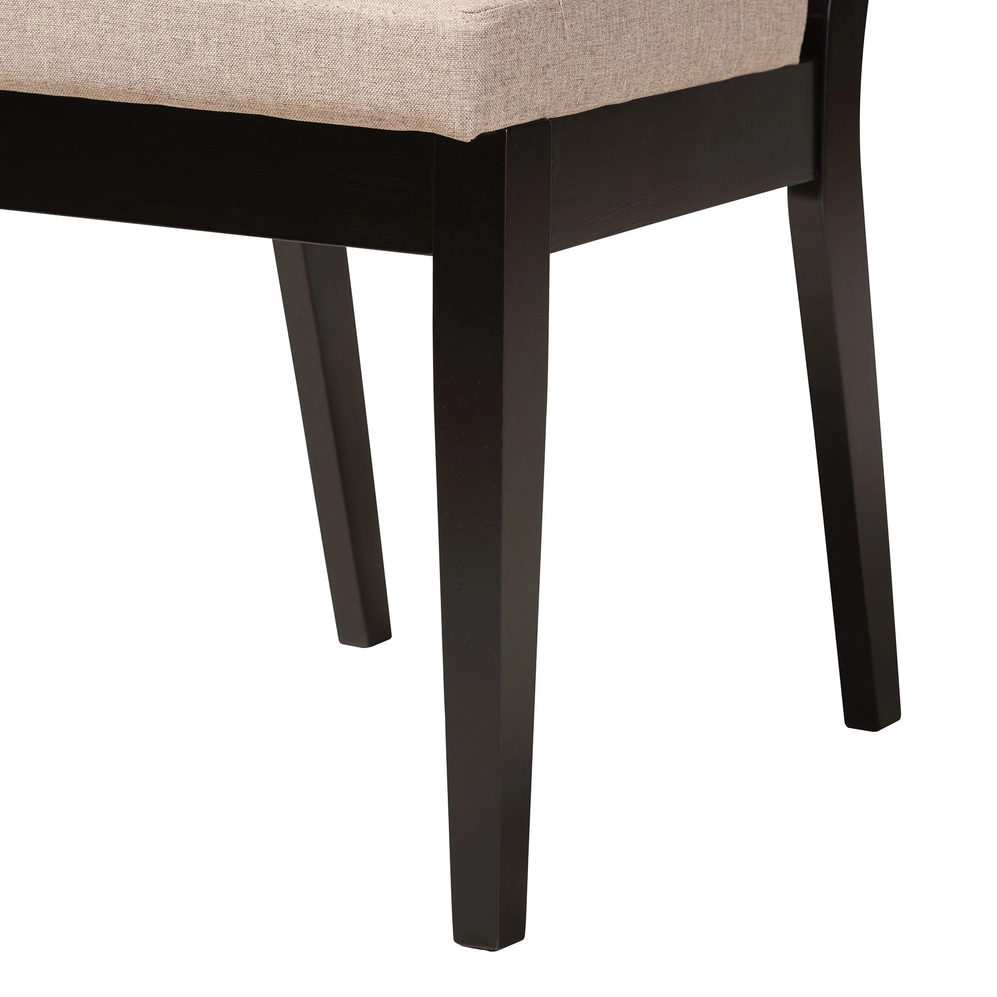 Baxton Studio Rika Modern Sand Fabric and Dark Brown Finished Wood 5-Piece Dining Set - Image 7