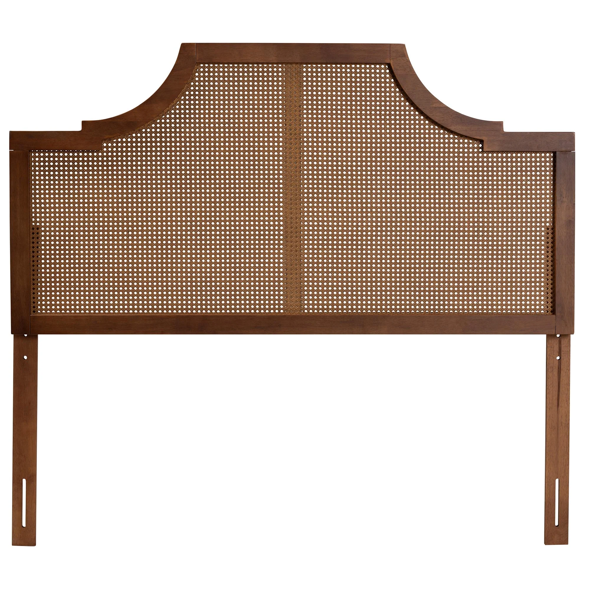 Baxton Studio Risha Mid-Century Modern Ash Walnut Finished Wood and Rattan Queen Size Headboard - Image 3