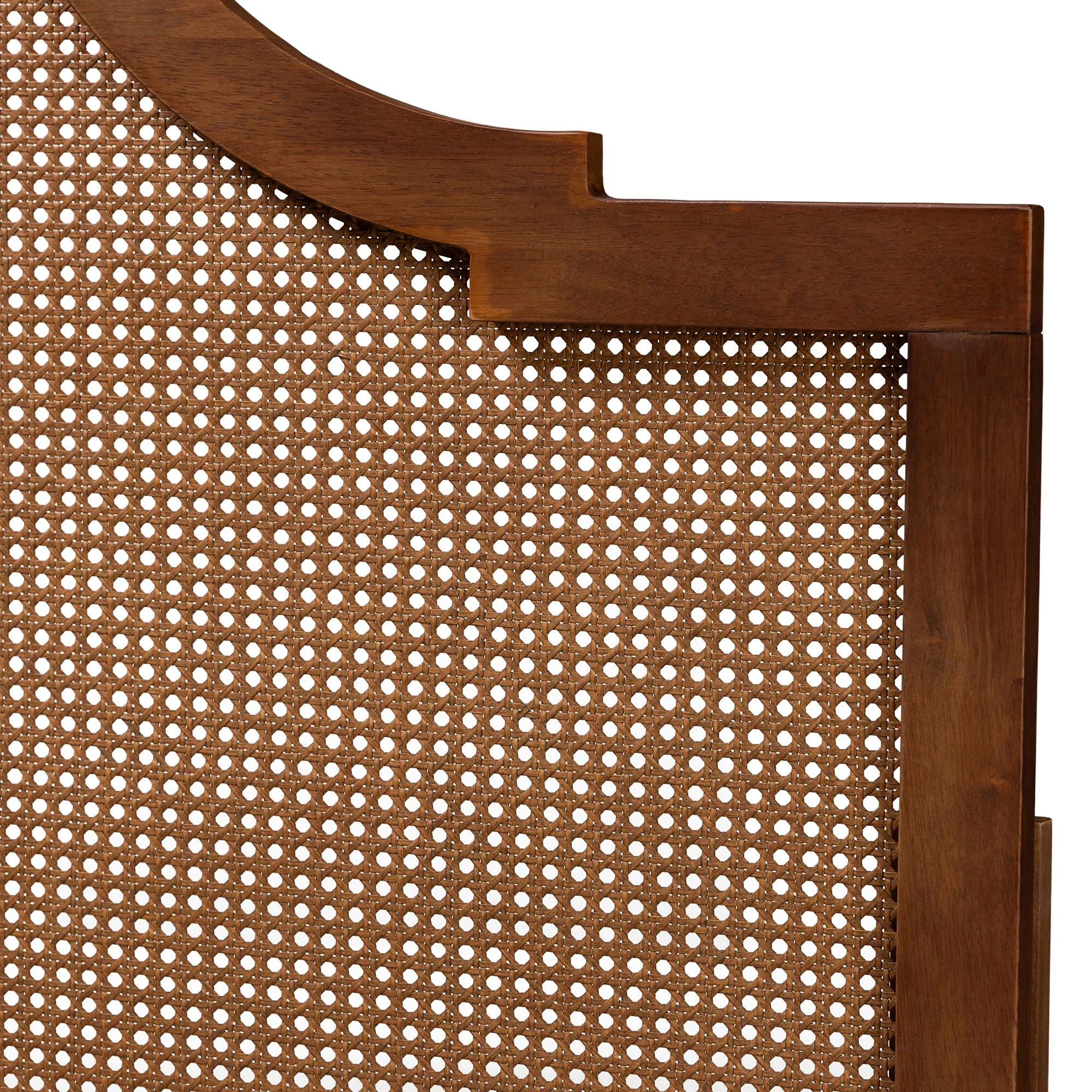 Baxton Studio Risha Mid-Century Modern Ash Walnut Finished Wood and Rattan Queen Size Headboard - Image 4