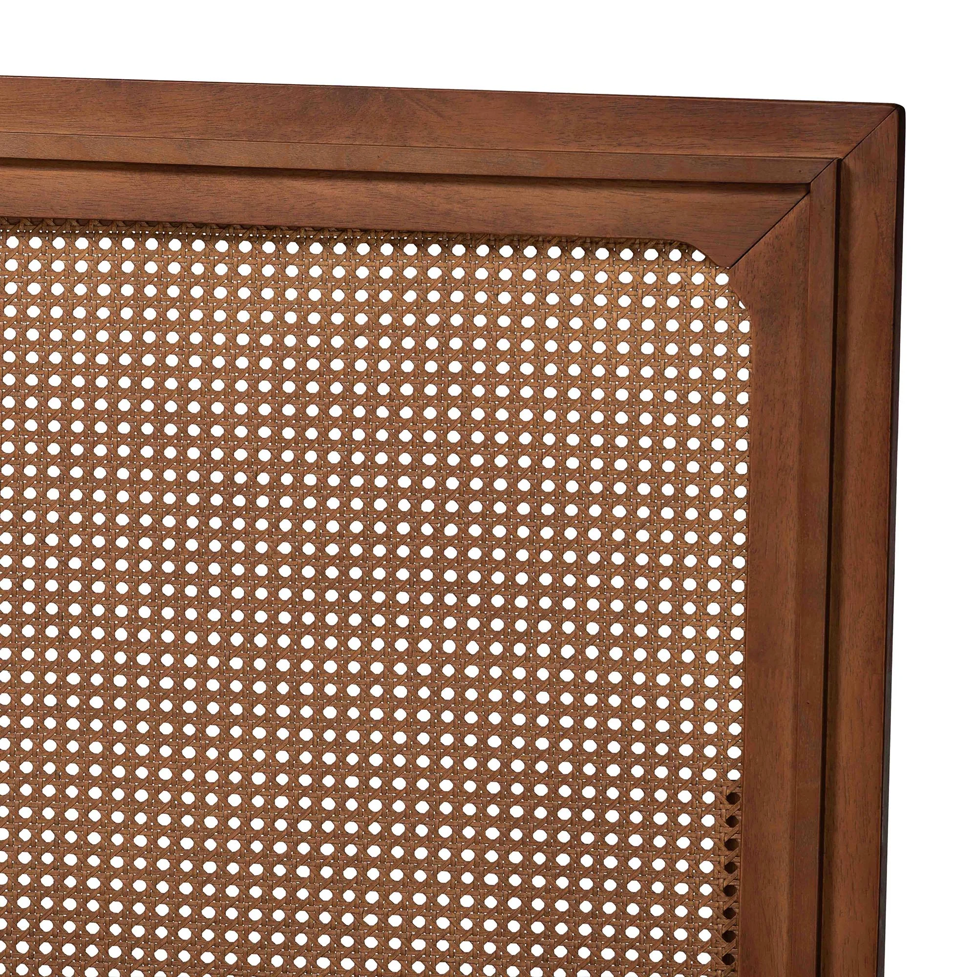 Baxton Studio Rondell Mid-Century Modern Ash Walnut Woven Rattan King Size Bed - Image 9