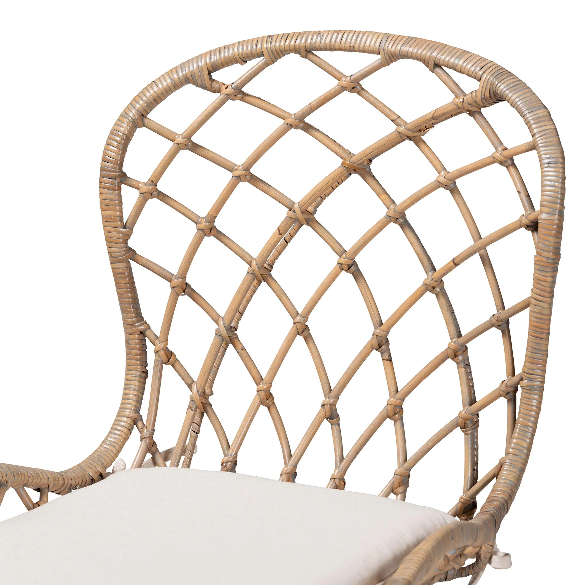 Baxton Studio Sabelle Modern Bohemian Light Blue Rattan and Natural Brown Finished Wood 5-Piece Dining Set - Image 18