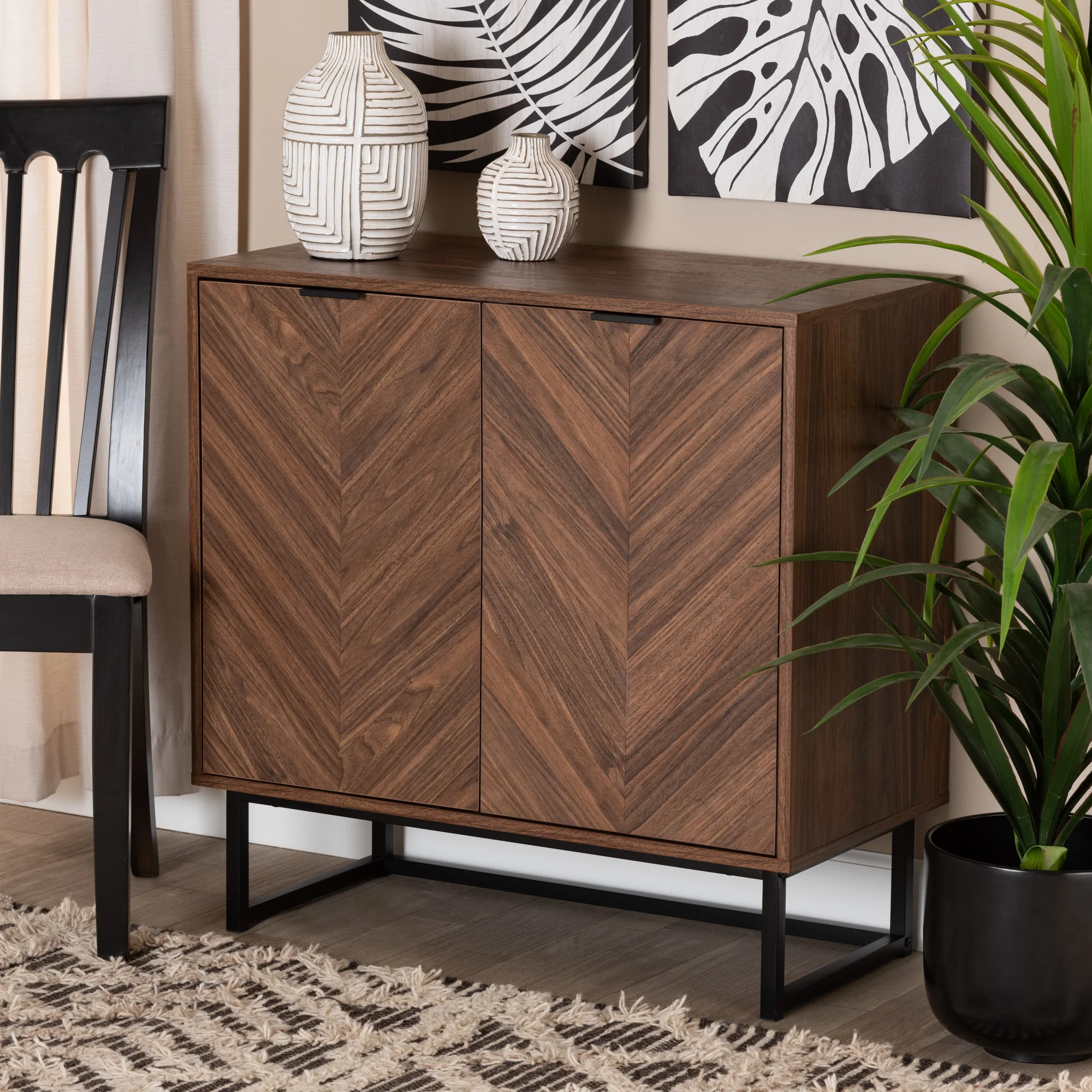 Baxton Studio Sadia Modern Walnut Brown Finished Wood Storage Cabinet