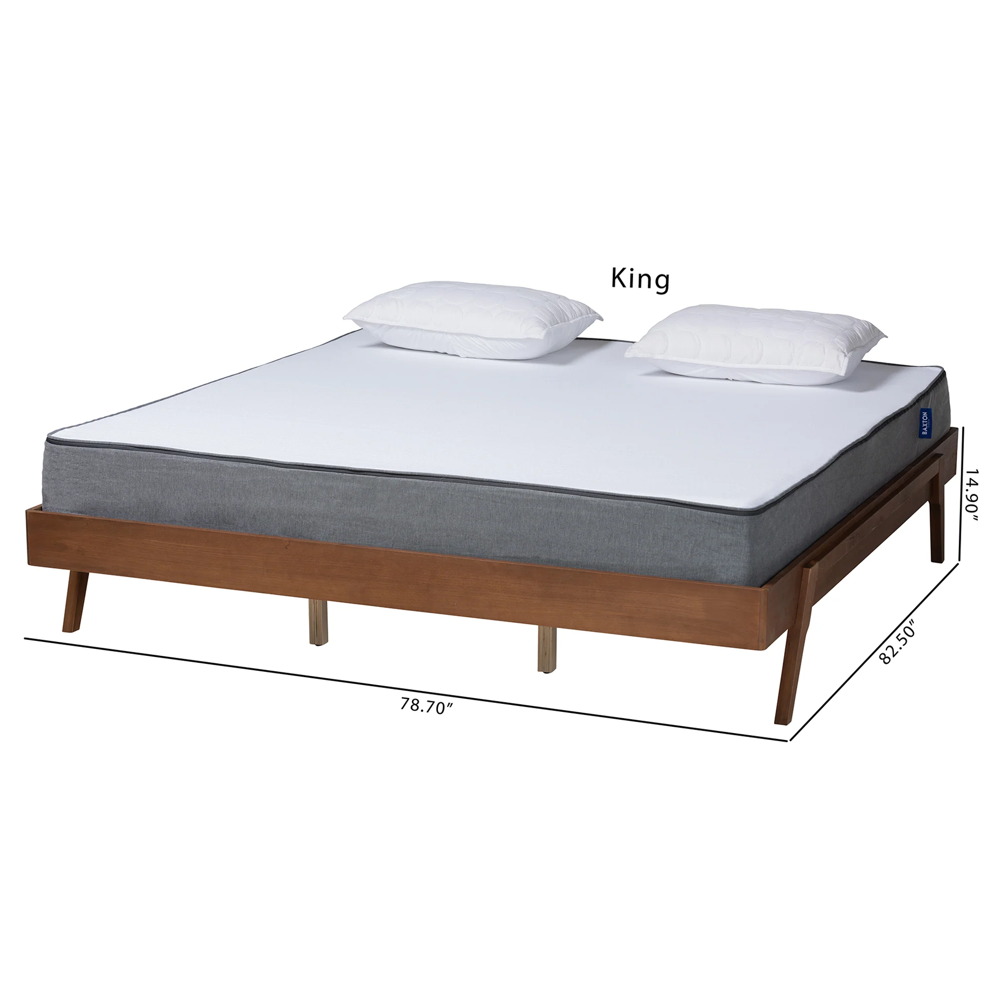 Baxton Studio Sarita Mid-Century Modern Ash Walnut Finished Wood King Size Bed Frame - Image 3