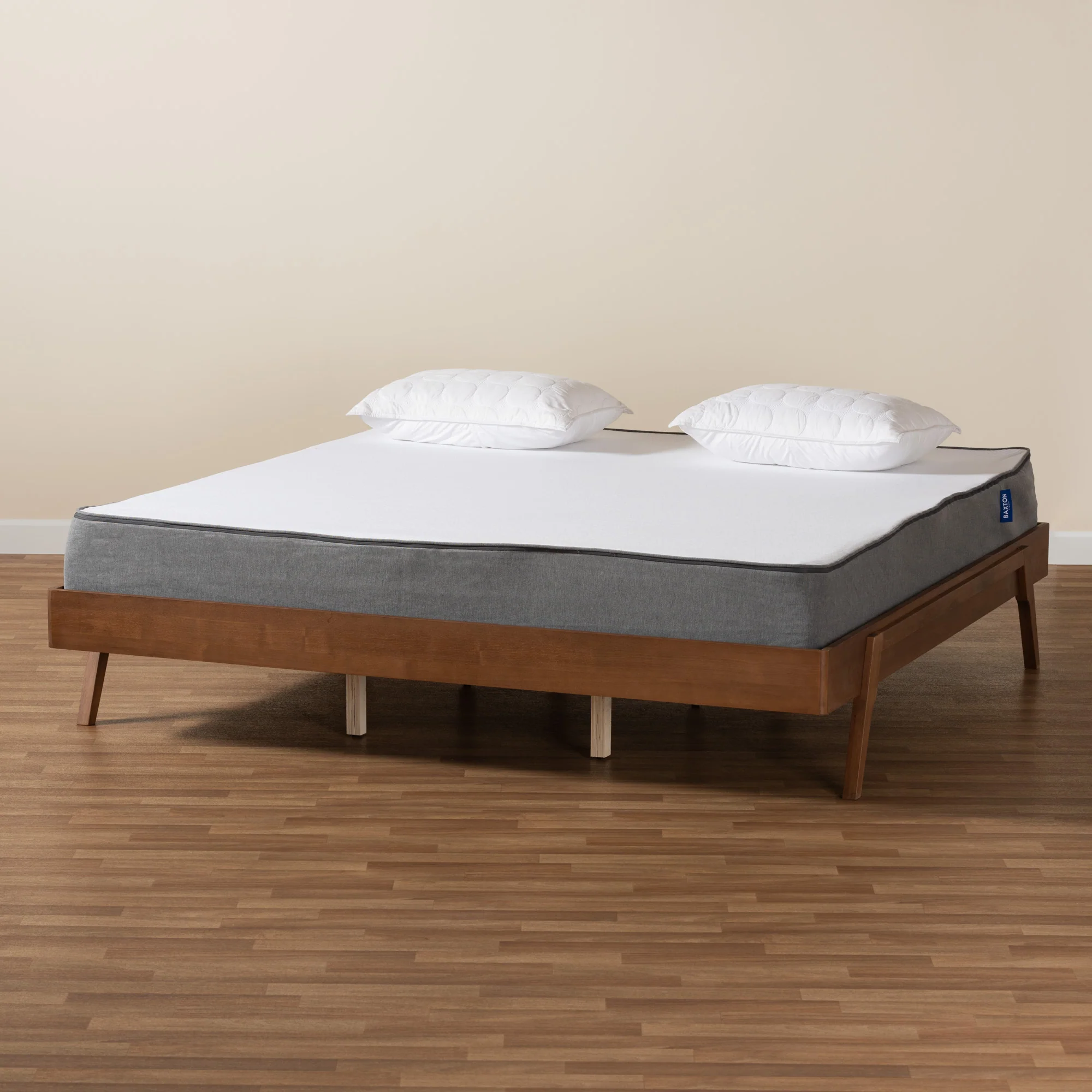 Baxton Studio Sarita Mid-Century Modern Ash Walnut Finished Wood King Size Bed Frame - Image 9