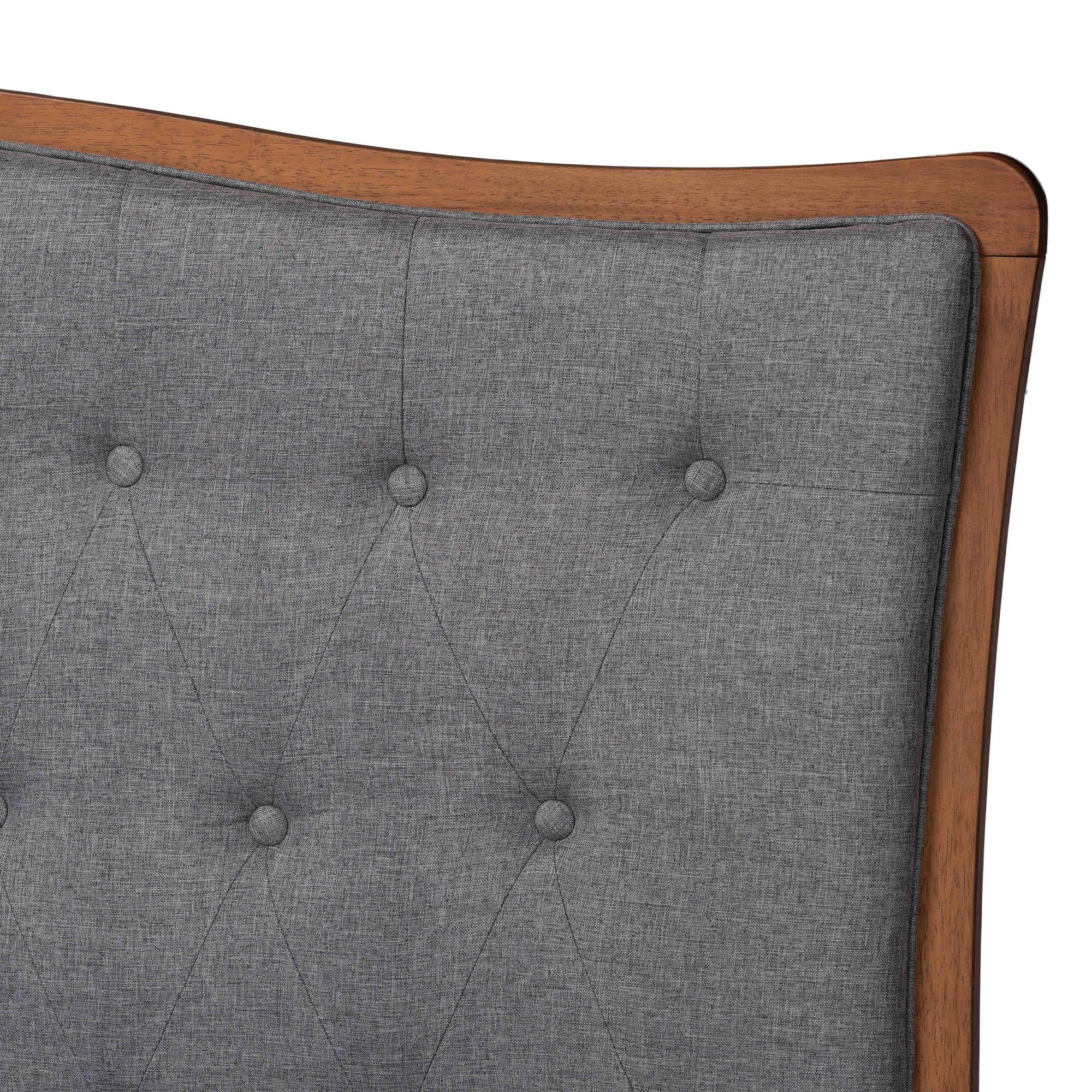 Baxton Studio Sereno Classic and Traditional Grey Fabric and Walnut Brown Finished Wood Queen Size Platform bed - Image 5