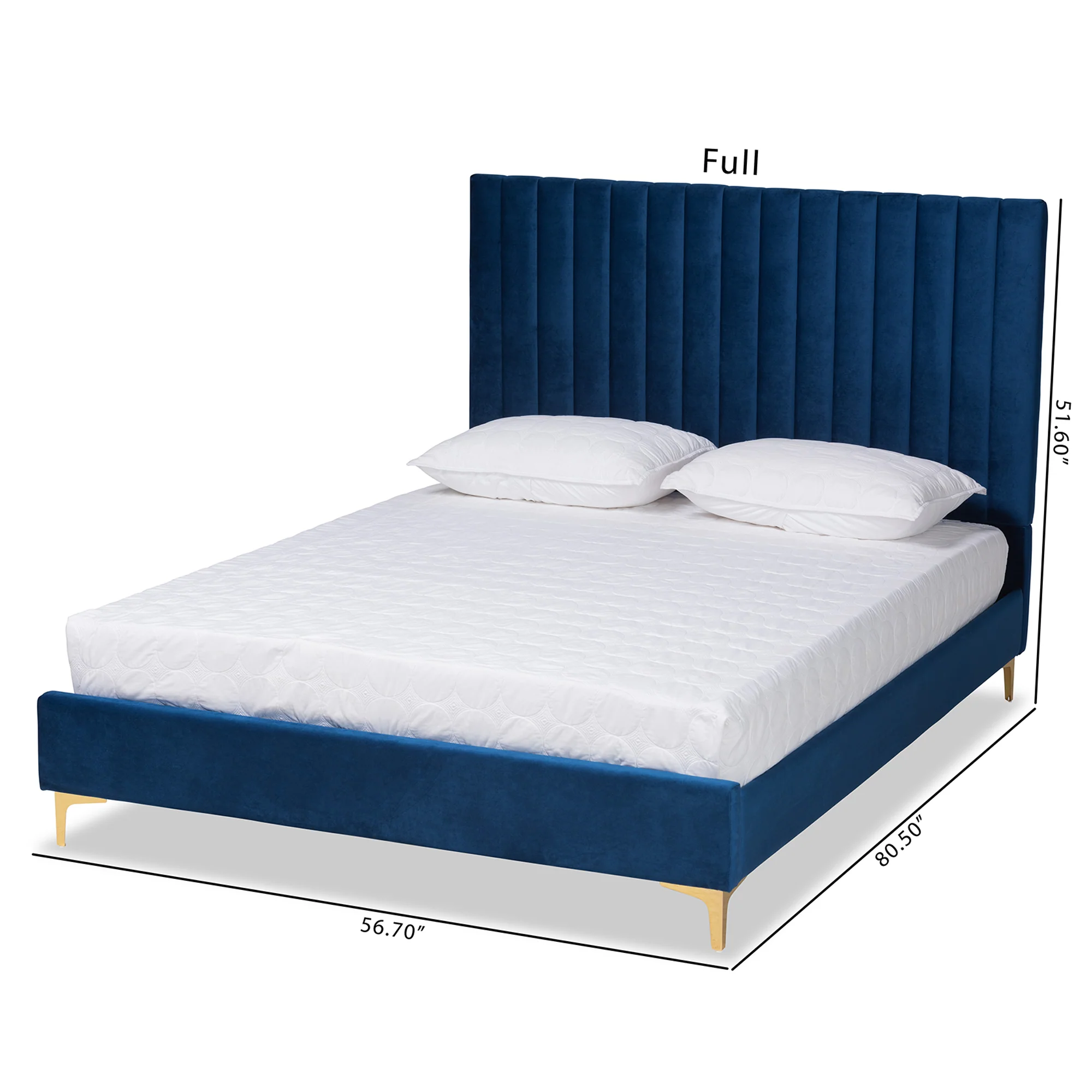 Baxton Studio Serrano Contemporary Glam and Luxe Navy Blue Velvet Fabric Upholstered and Gold Metal Queen Size Platform Bed - Image 8