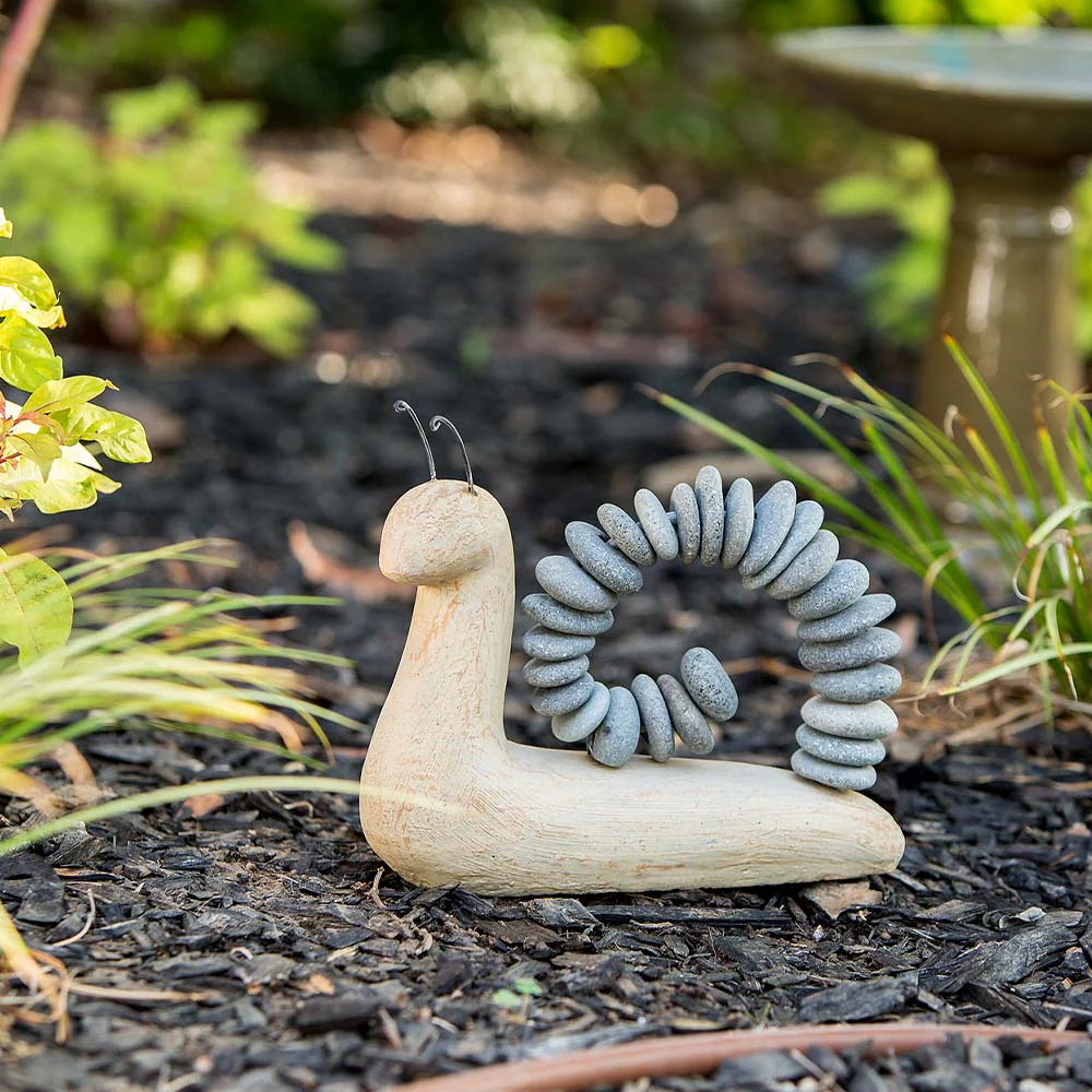 Beach Pebble Snail - Grey Stones Set of 2 By Garden Age Supply - Image 2