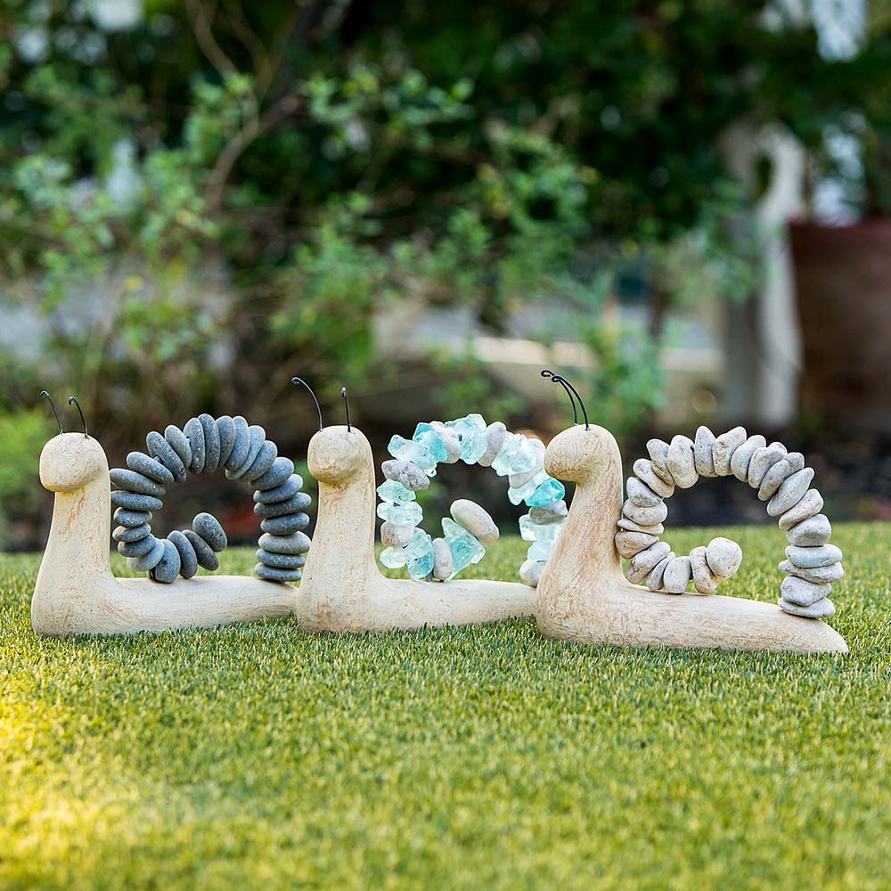 Beach Pebble Snail - Grey Stones Set of 2 By Garden Age Supply - Image 4