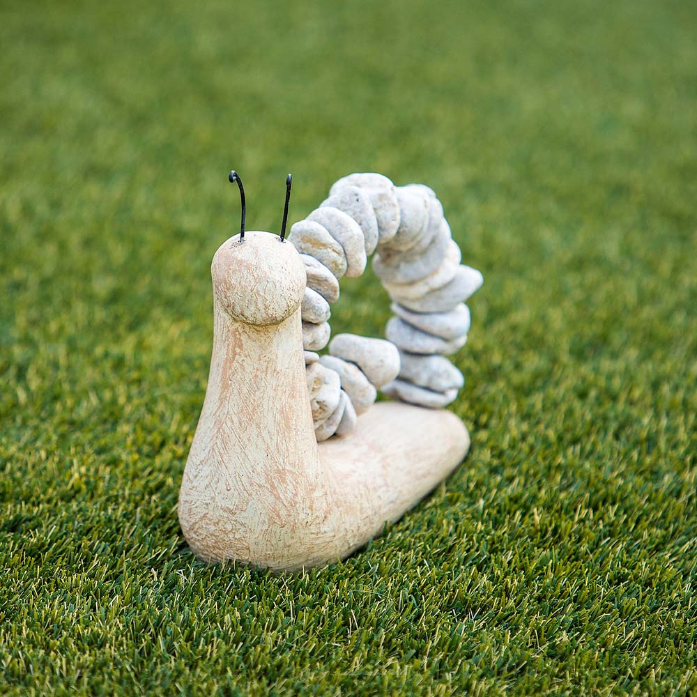 Beach Pebble Snail - White Stones Set of 2 By Garden Age Supply