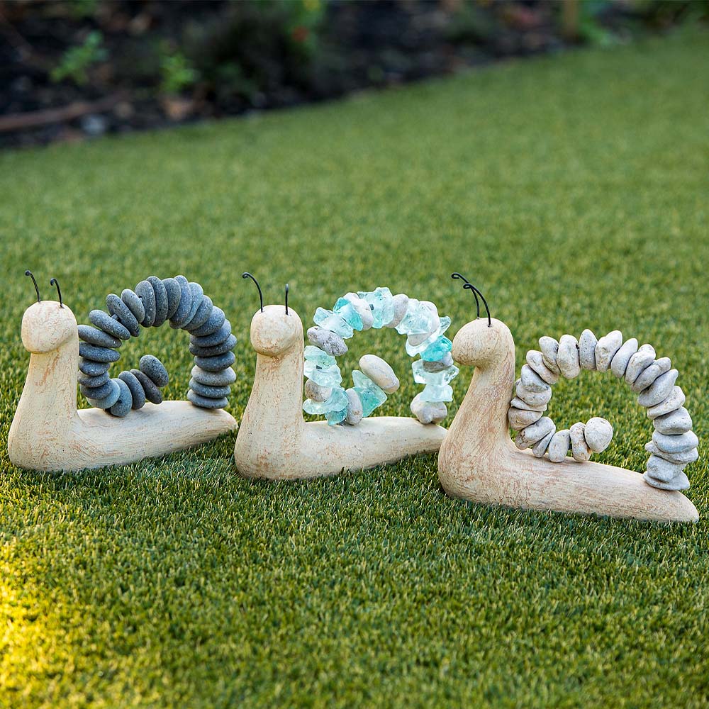 Beach Pebble Snail - White Stones Set of 2 By Garden Age Supply - Image 3
