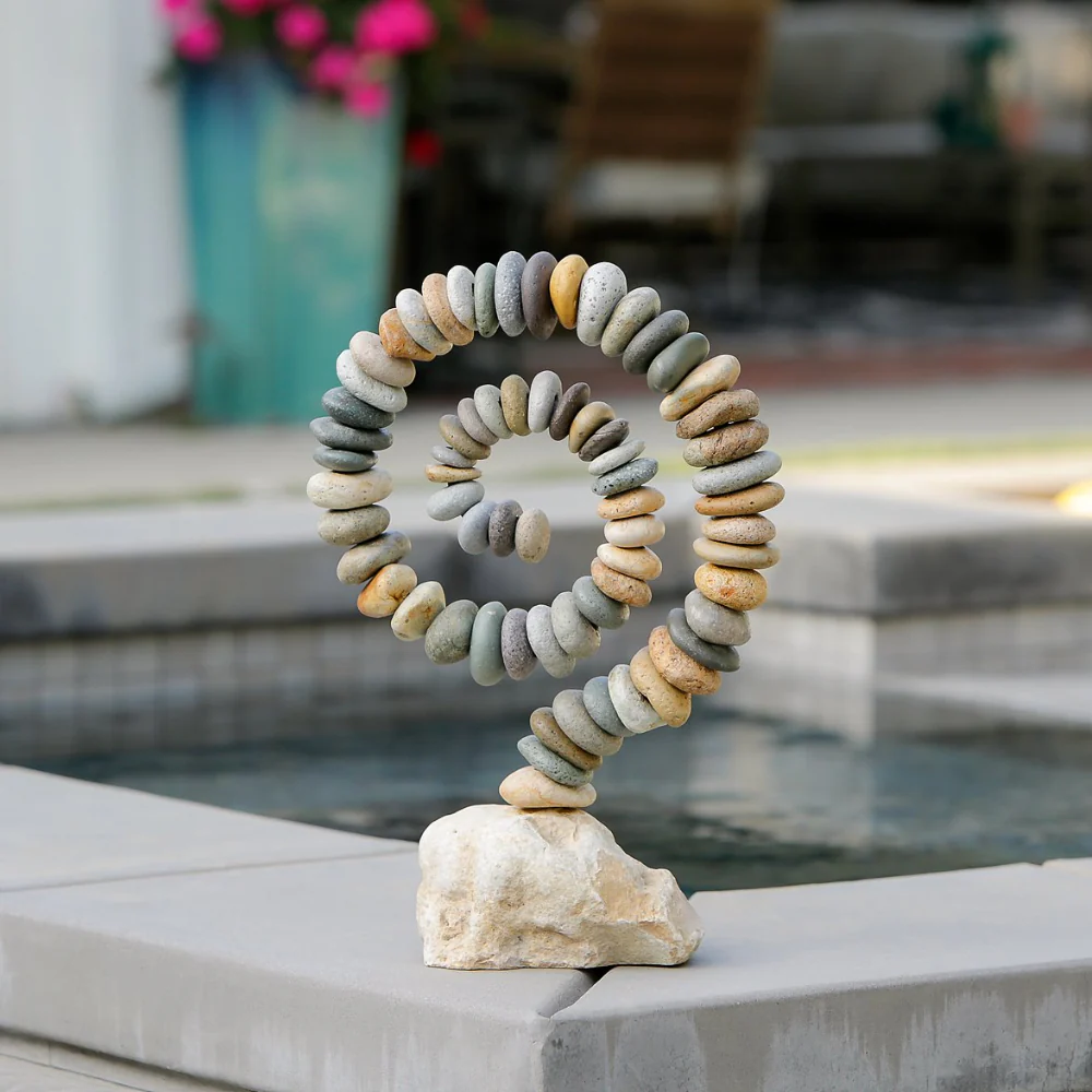 Beach Pebble Spiral on White Stone By Garden Age Supply - Image 2