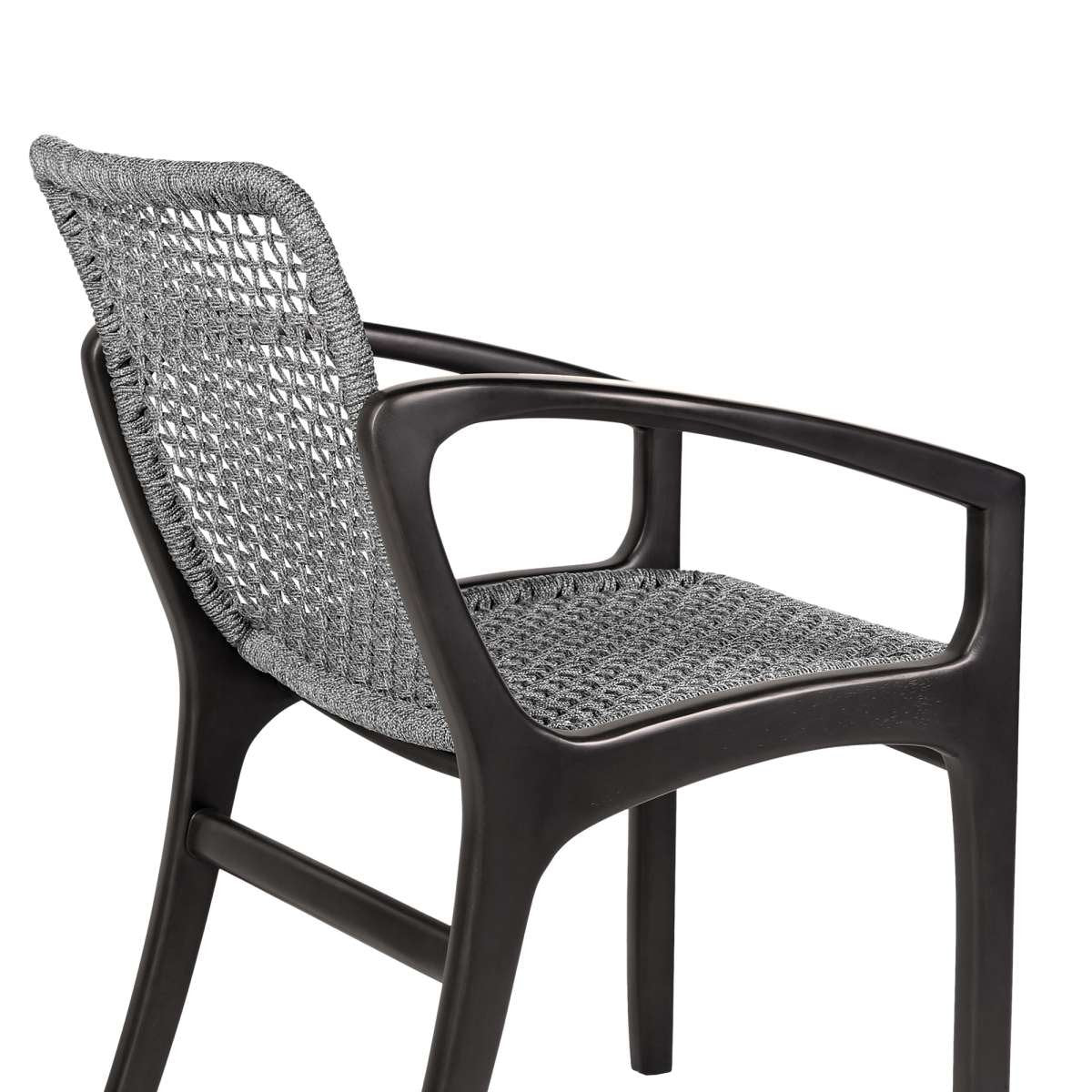 Beckham Outdoor Patio Dining Chair in Dark Eucalyptus Wood and Gray Rope By Armen Living - Image 10