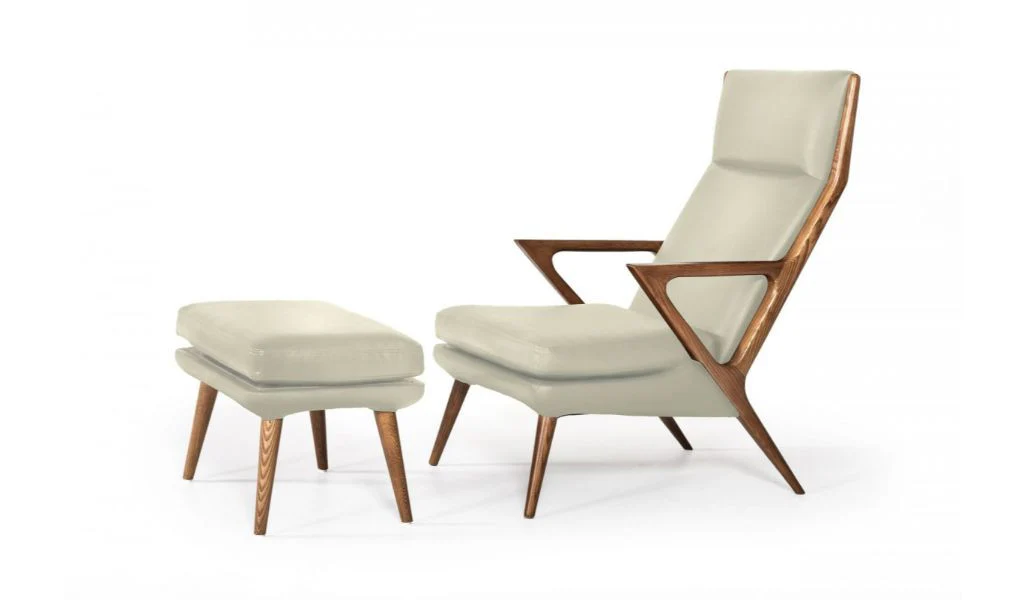 Beige And Brown Faux Leather Lounge Chair With Ottoman By Homeroots