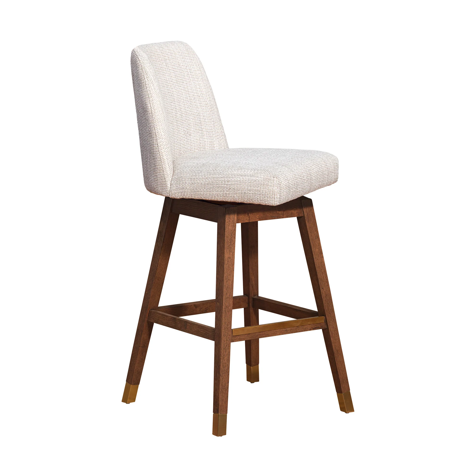 Beige and Brown Solid Wood Bar Height Swivel Bar Chair By Homeroots - Image 2