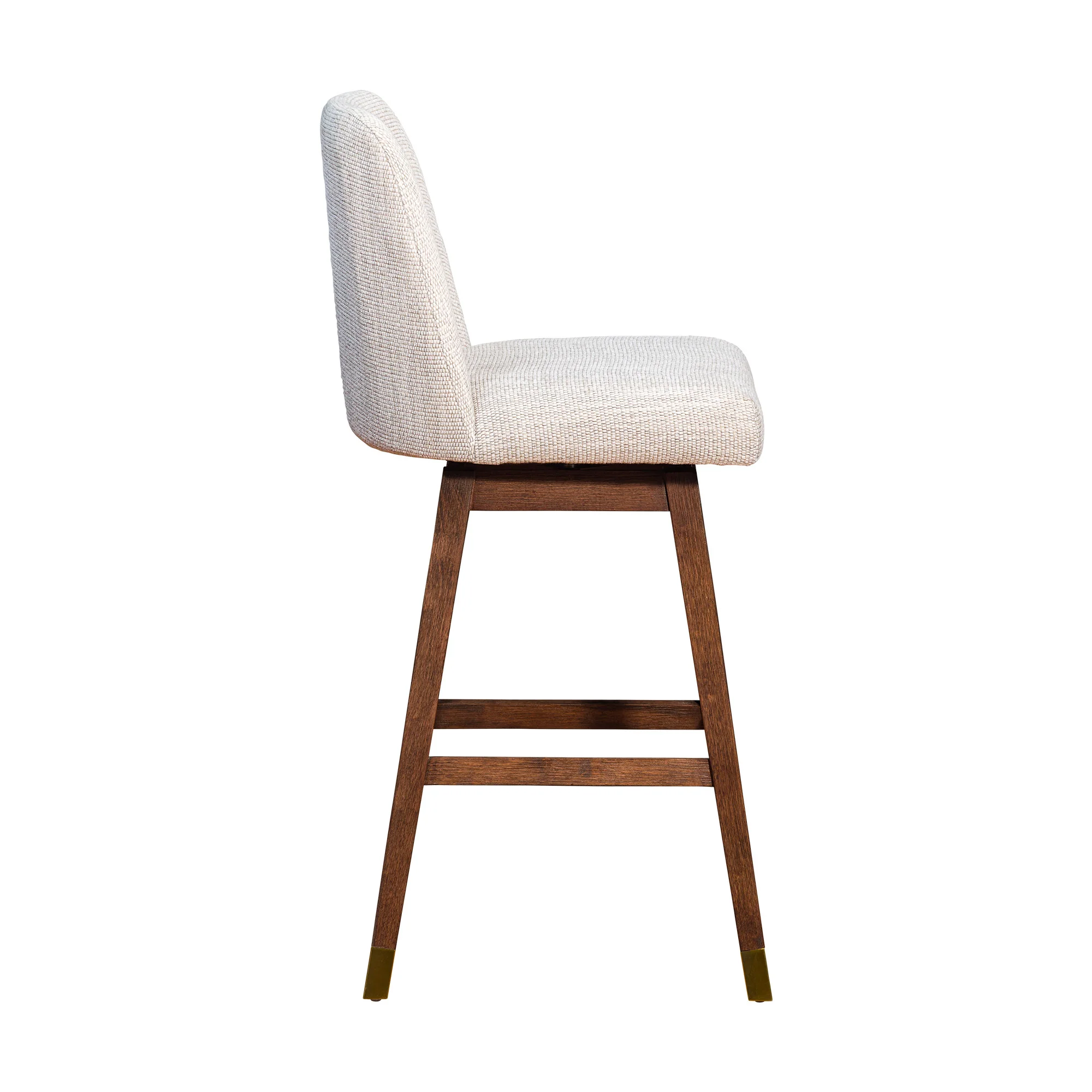 Beige and Brown Solid Wood Bar Height Swivel Bar Chair By Homeroots - Image 4